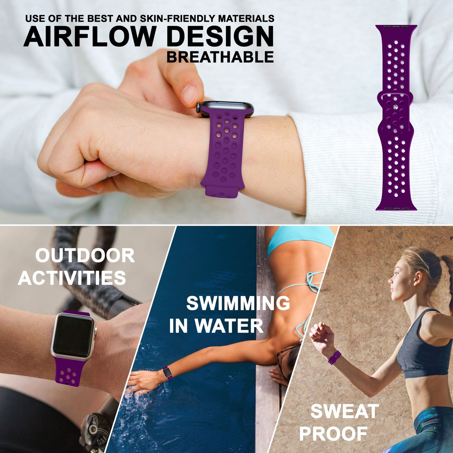 Curea de ceas perforată pentru Apple Watch Ultra/SE/8/7/6/5/4/3/2/1, 42mm 44mm 45mm 49mm