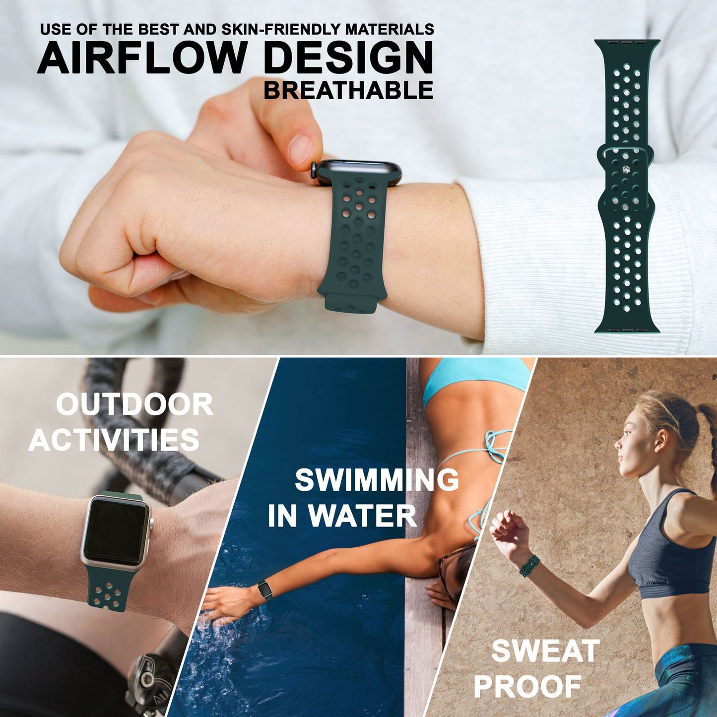 Curea de ceas perforată pentru Apple Watch Ultra/SE/8/7/6/5/4/3/2/1, 42mm 44mm 45mm 49mm