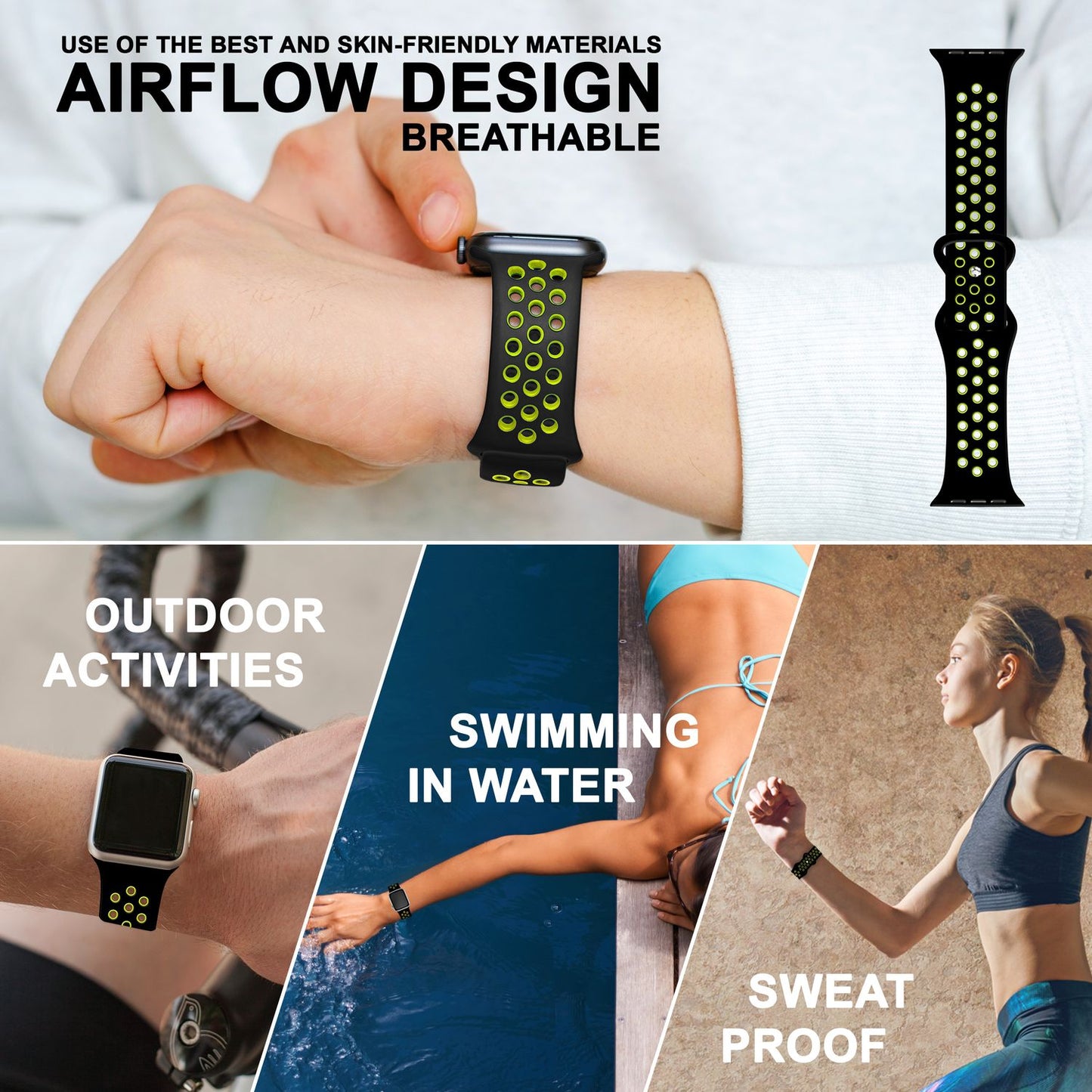Airflow Silikon Armband für Apple Watch Ultra/Se/8/7/6/5/4/3/2/1, 38/40/41mm