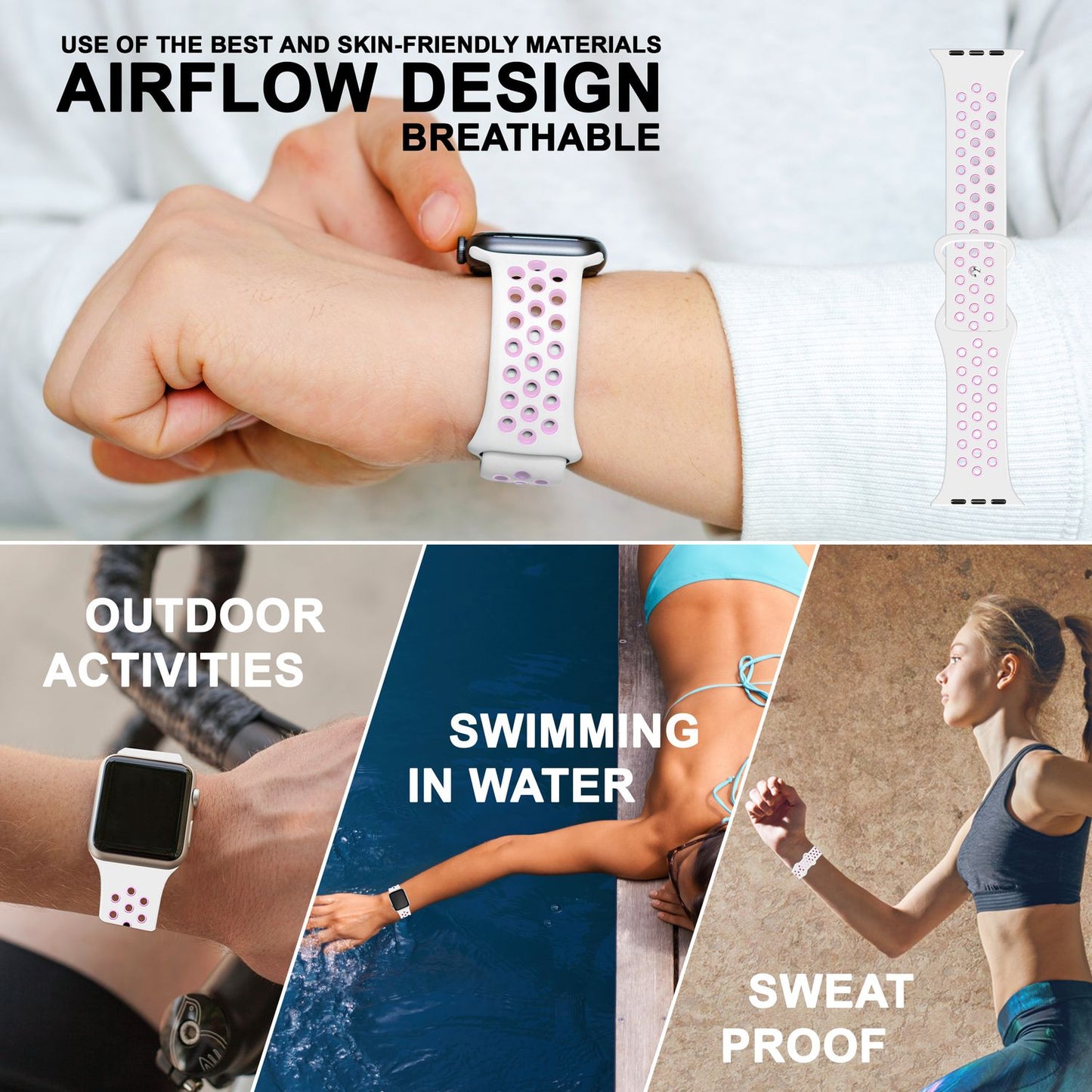 Airflow Silikon Armband für Apple Watch Ultra/Se/8/7/6/5/4/3/2/1, 38/40/41mm