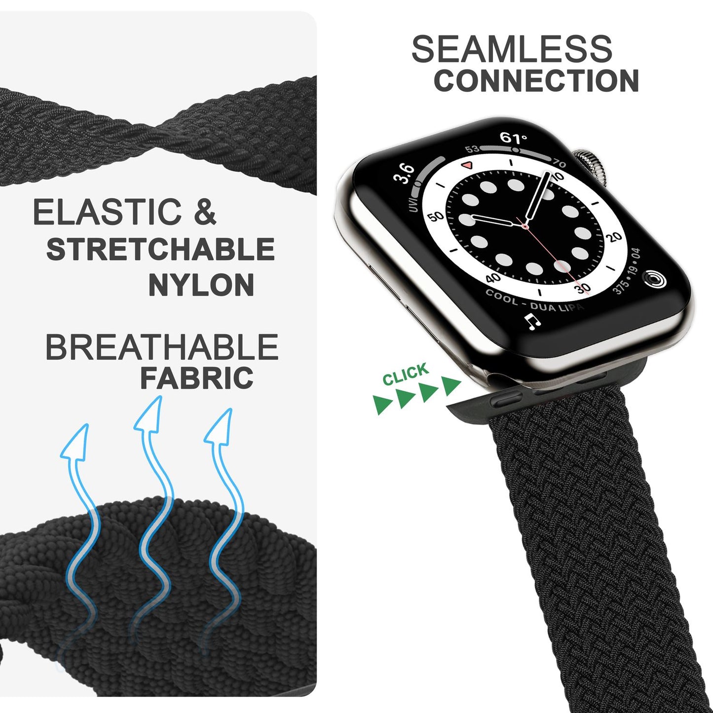 NALIA Berlin Apple Watch Band Geflochtenes Nylonarmband - Kompatibel 38/40/41mm Nylon-Elasthan, Robustes Design