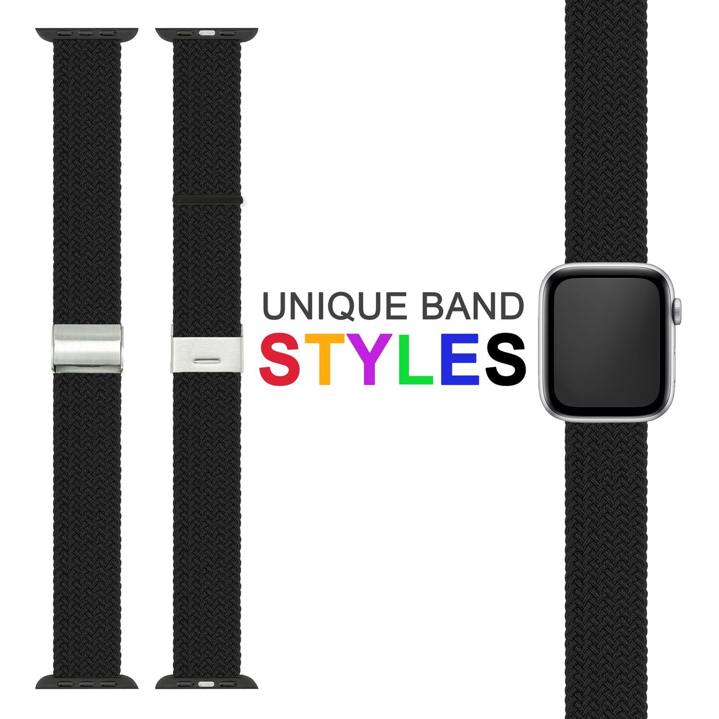 NALIA Berlin Apple Watch Band Geflochtenes Nylonarmband - Kompatibel 38/40/41mm Nylon-Elasthan, Robustes Design
