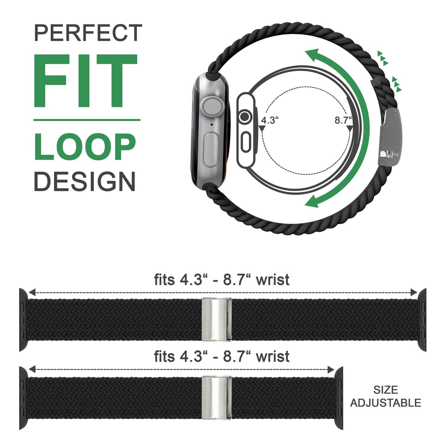 NALIA Berlin Apple Watch Band Geflochtenes Nylonarmband - Kompatibel 38/40/41mm Nylon-Elasthan, Robustes Design