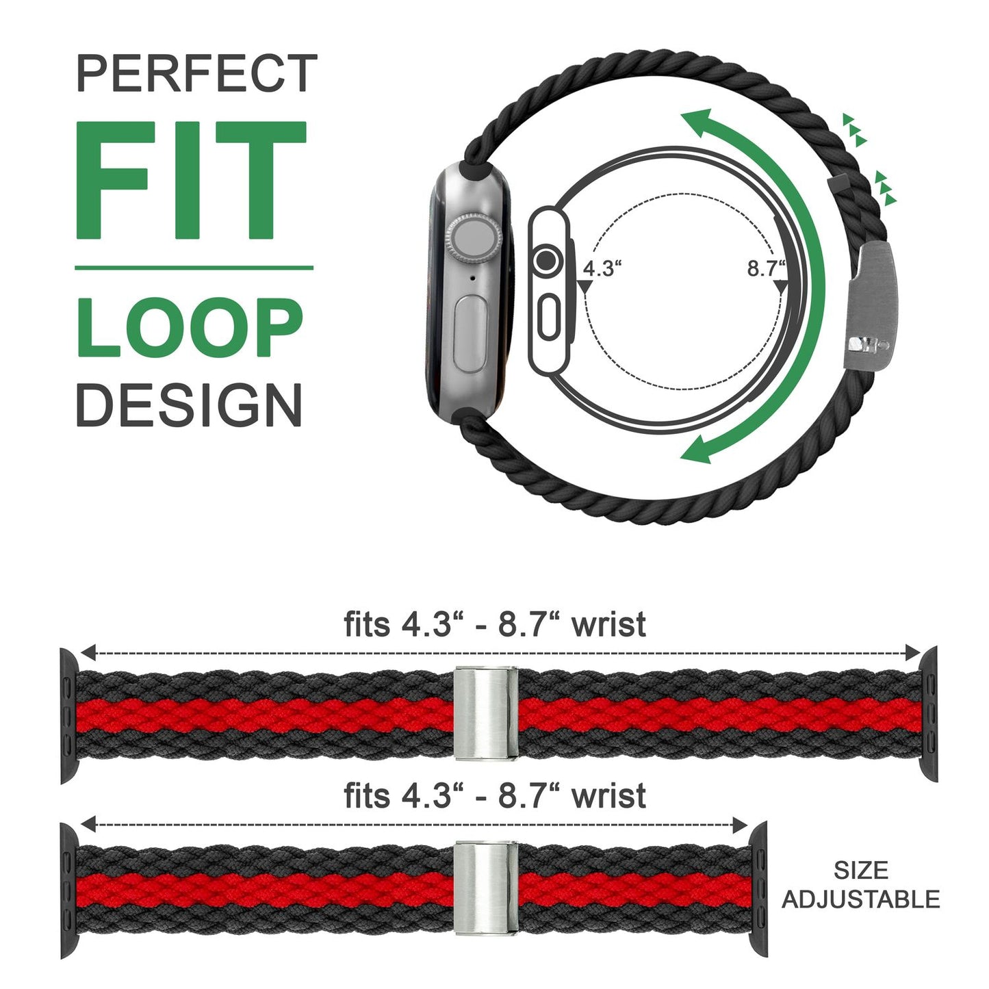 NALIA Berlin Apple Watch Band Geflochtenes Nylonarmband - Kompatibel 38/40/41mm Nylon-Elasthan, Robustes Design