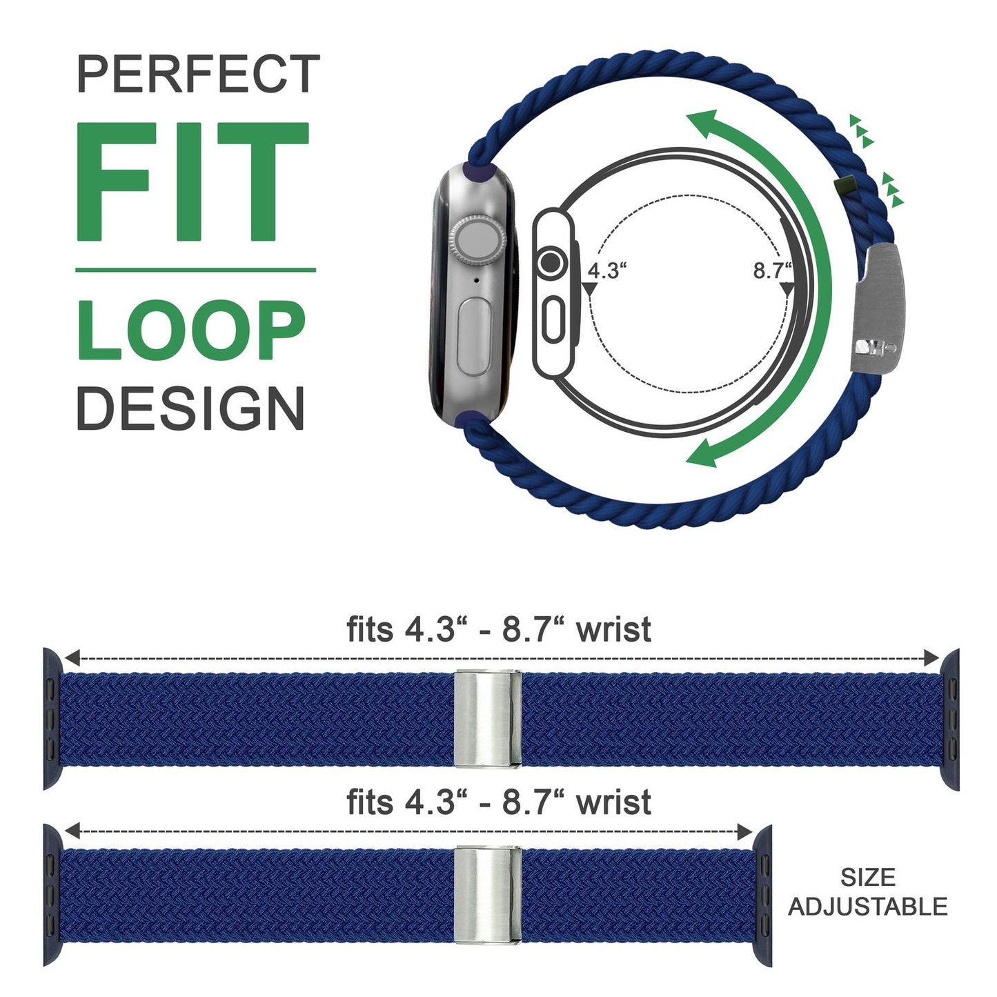 NALIA Berlin Apple Watch Band Geflochtenes Nylonarmband - Kompatibel 38/40/41mm Nylon-Elasthan, Robustes Design