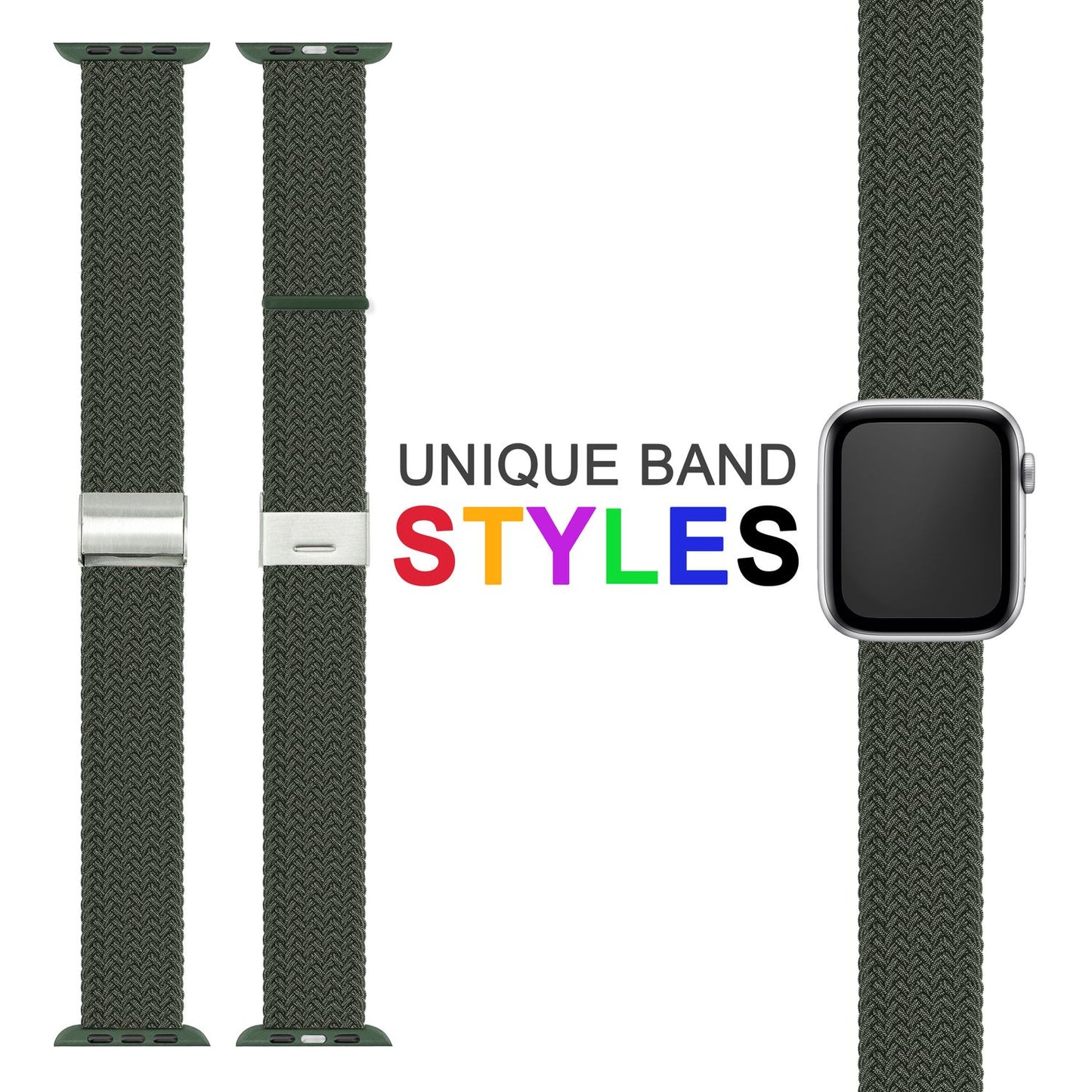 NALIA Berlin Apple Watch Band Geflochtenes Nylonarmband - Kompatibel 38/40/41mm Nylon-Elasthan, Robustes Design