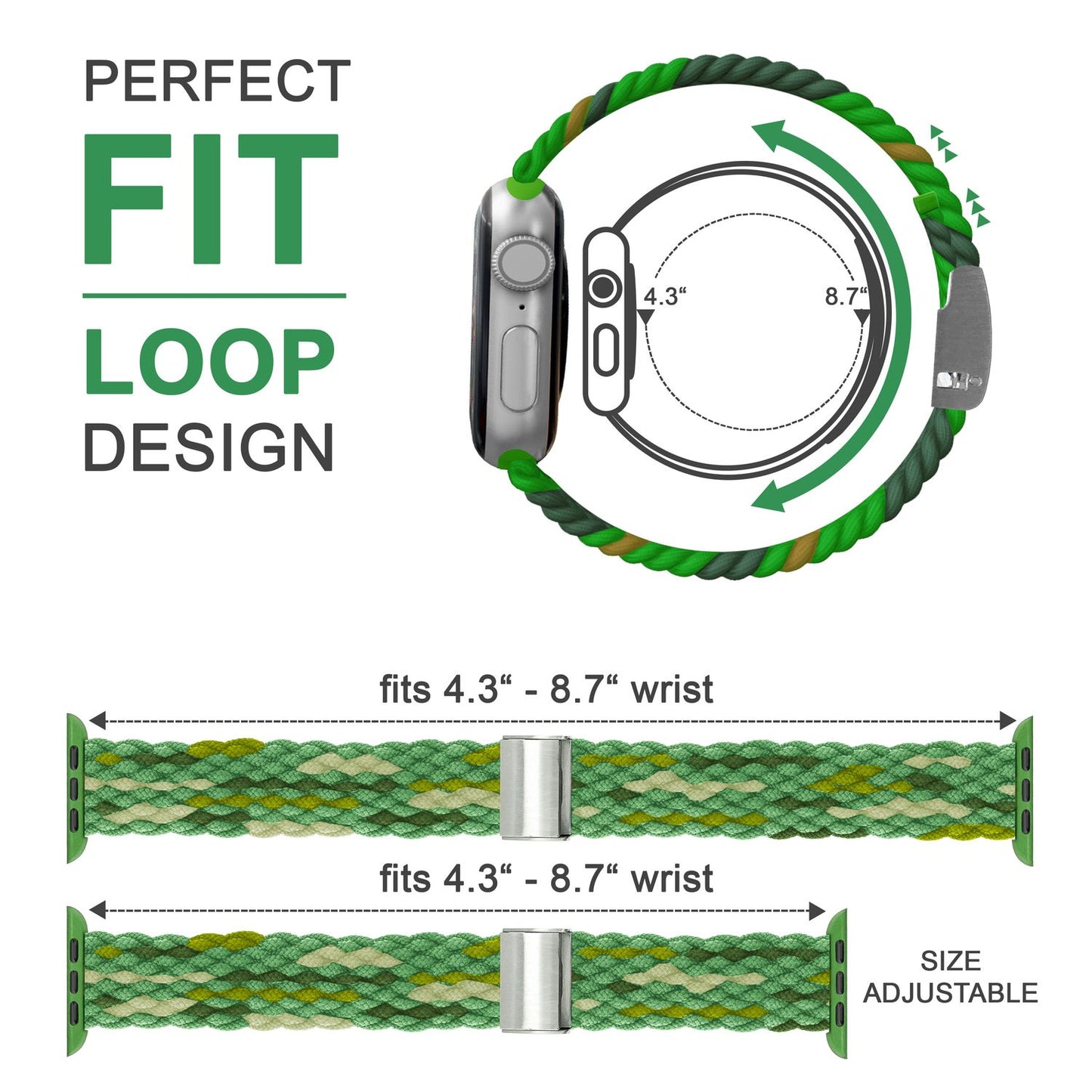 NALIA Berlin Apple Watch Band Geflochtenes Nylonarmband - Kompatibel 38/40/41mm Nylon-Elasthan, Robustes Design