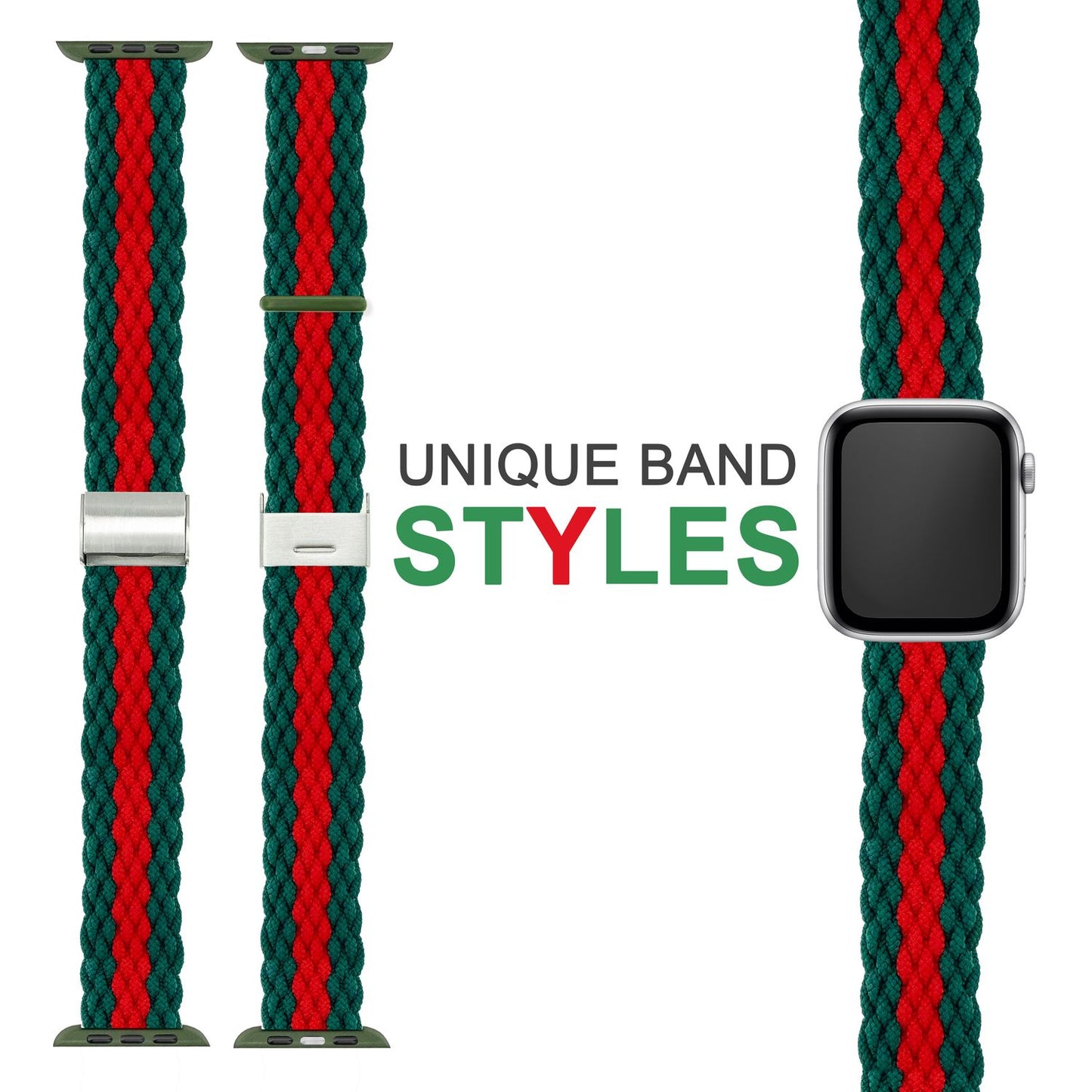 NALIA Berlin Apple Watch Band Geflochtenes Nylonarmband - Kompatibel 38/40/41mm Nylon-Elasthan, Robustes Design