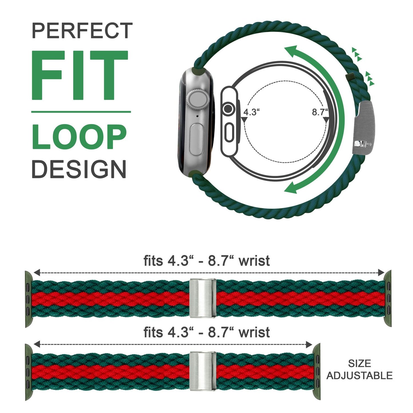 NALIA Berlin Apple Watch Band Geflochtenes Nylonarmband - Kompatibel 38/40/41mm Nylon-Elasthan, Robustes Design