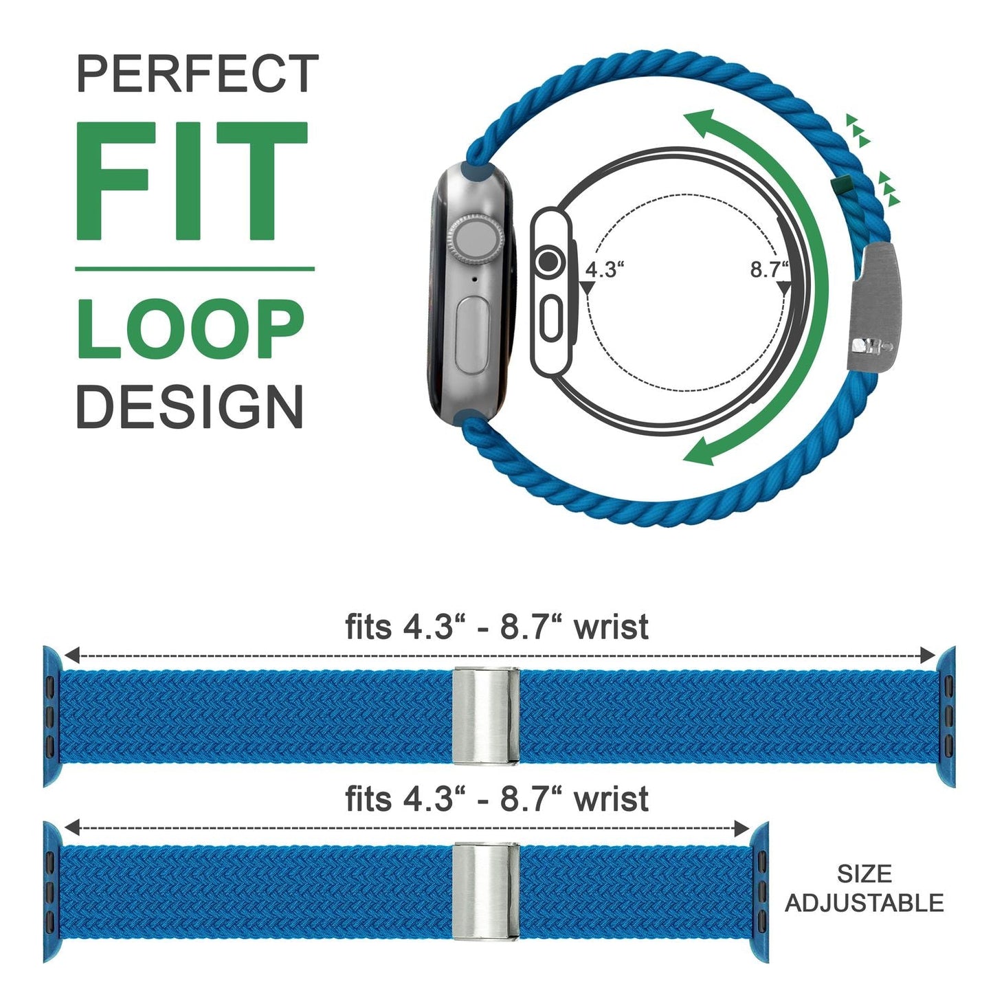 NALIA Berlin Apple Watch Band Geflochtenes Nylonarmband - Kompatibel 38/40/41mm Nylon-Elasthan, Robustes Design