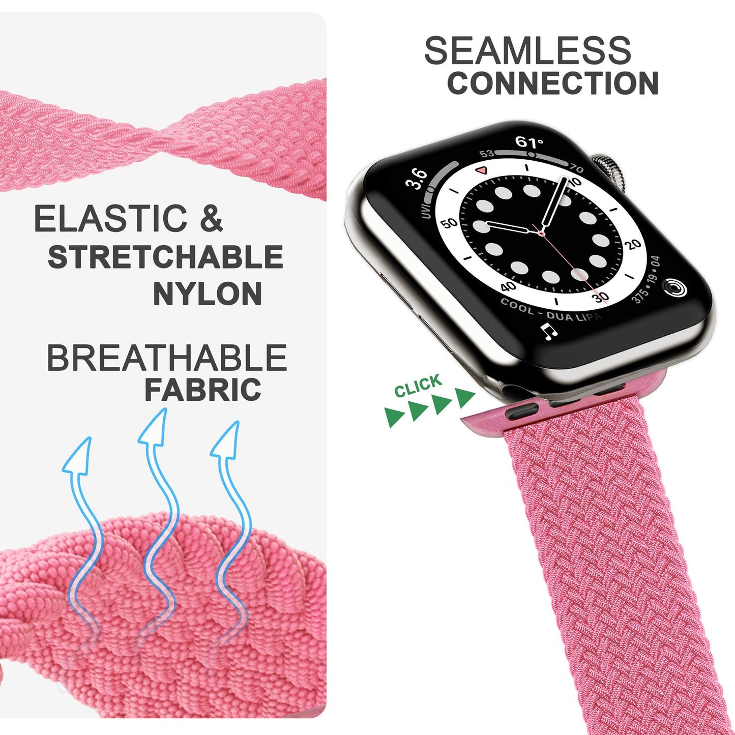 NALIA Berlin Apple Watch Band Geflochtenes Nylonarmband - Kompatibel 38/40/41mm Nylon-Elasthan, Robustes Design