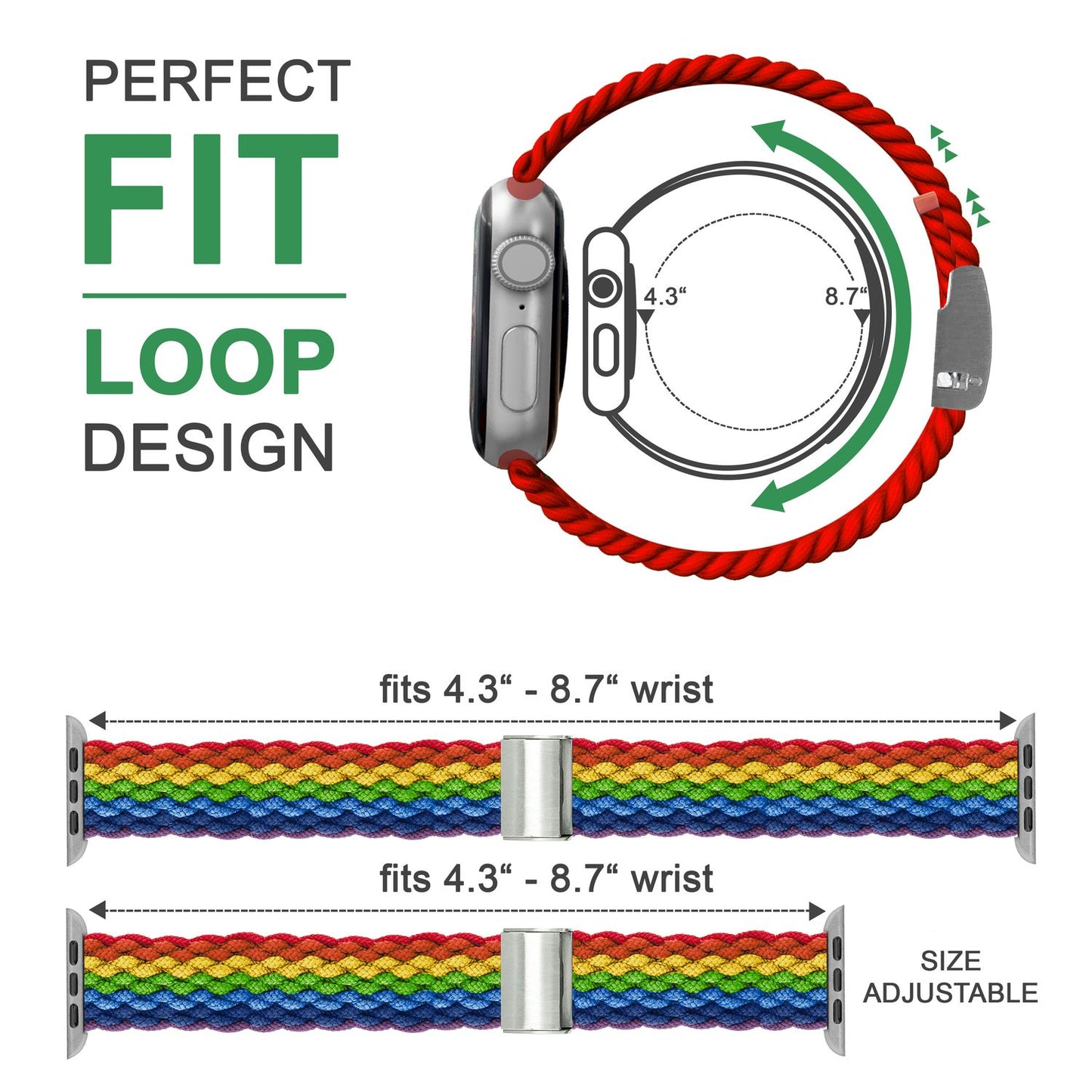 NALIA Berlin Apple Watch Band Geflochtenes Nylonarmband - Kompatibel 38/40/41mm Nylon-Elasthan, Robustes Design