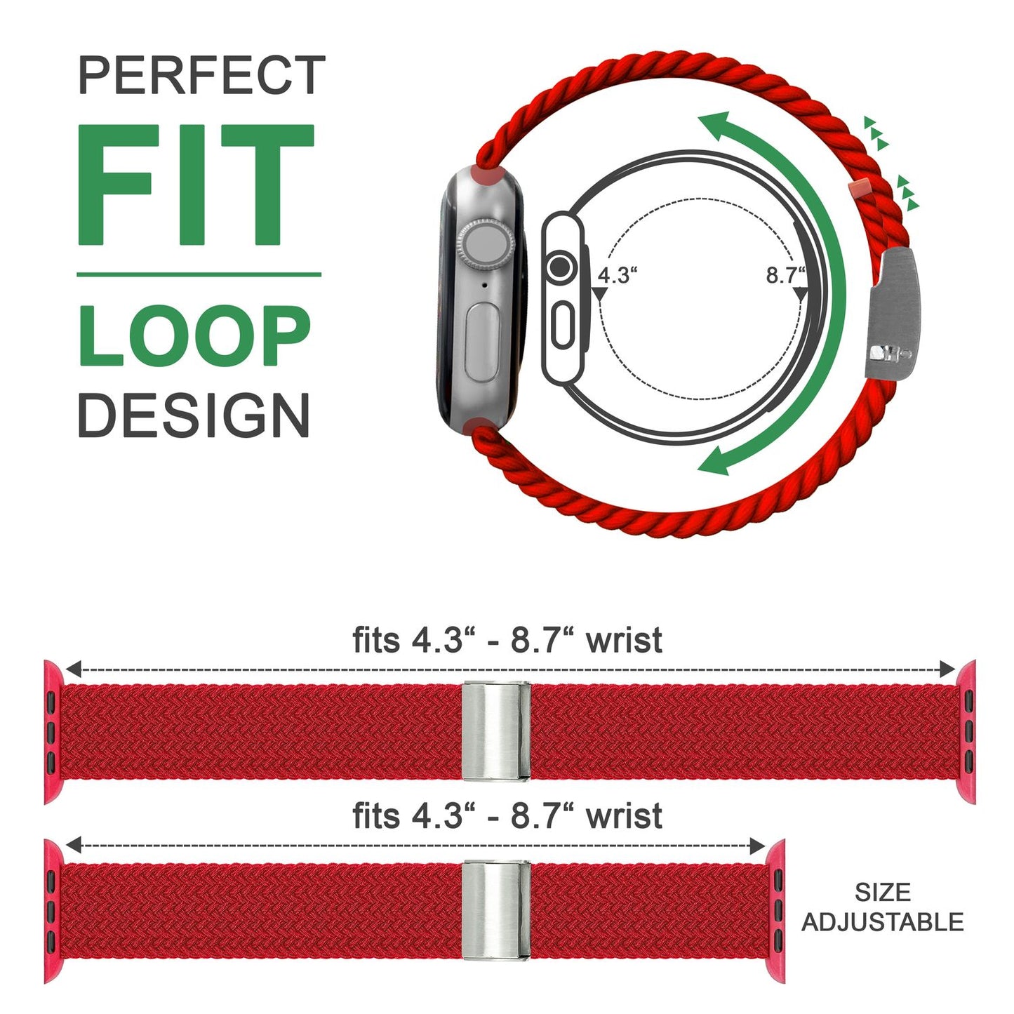 NALIA Berlin Apple Watch Band Geflochtenes Nylonarmband - Kompatibel 38/40/41mm Nylon-Elasthan, Robustes Design