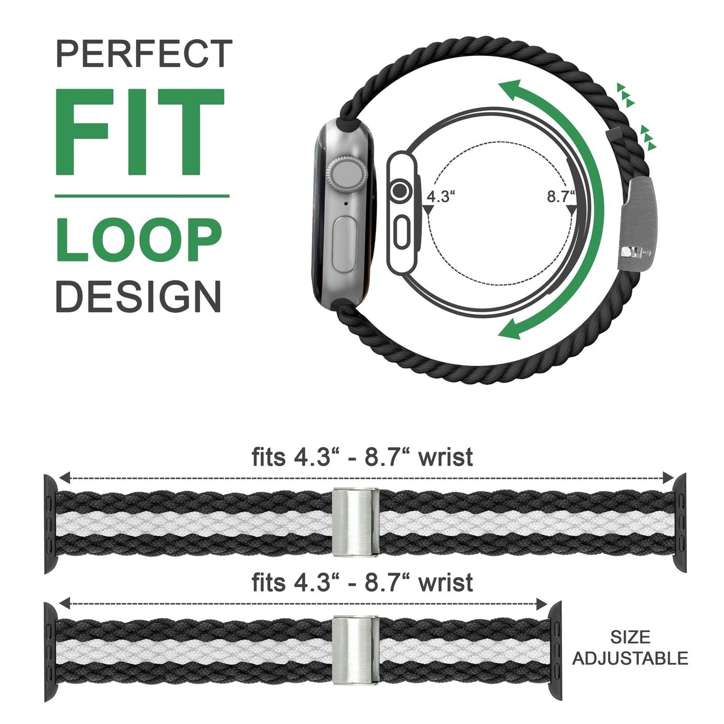 Curea de ceas NALIA Berlin din nailon împletit - Dimensiuni 42/44/45/49 mm, Lățime 22 mm, Material: nailon/elastan