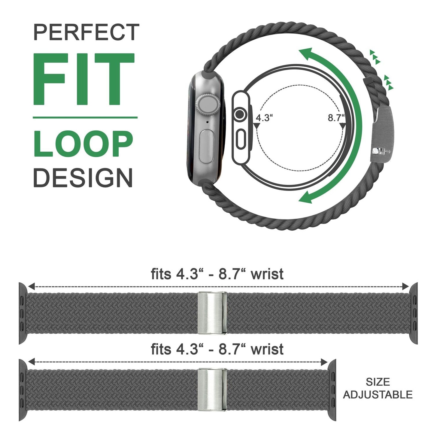 Curea de ceas NALIA Berlin din nailon împletit - Dimensiuni 42/44/45/49 mm, Lățime 22 mm, Material: nailon/elastan