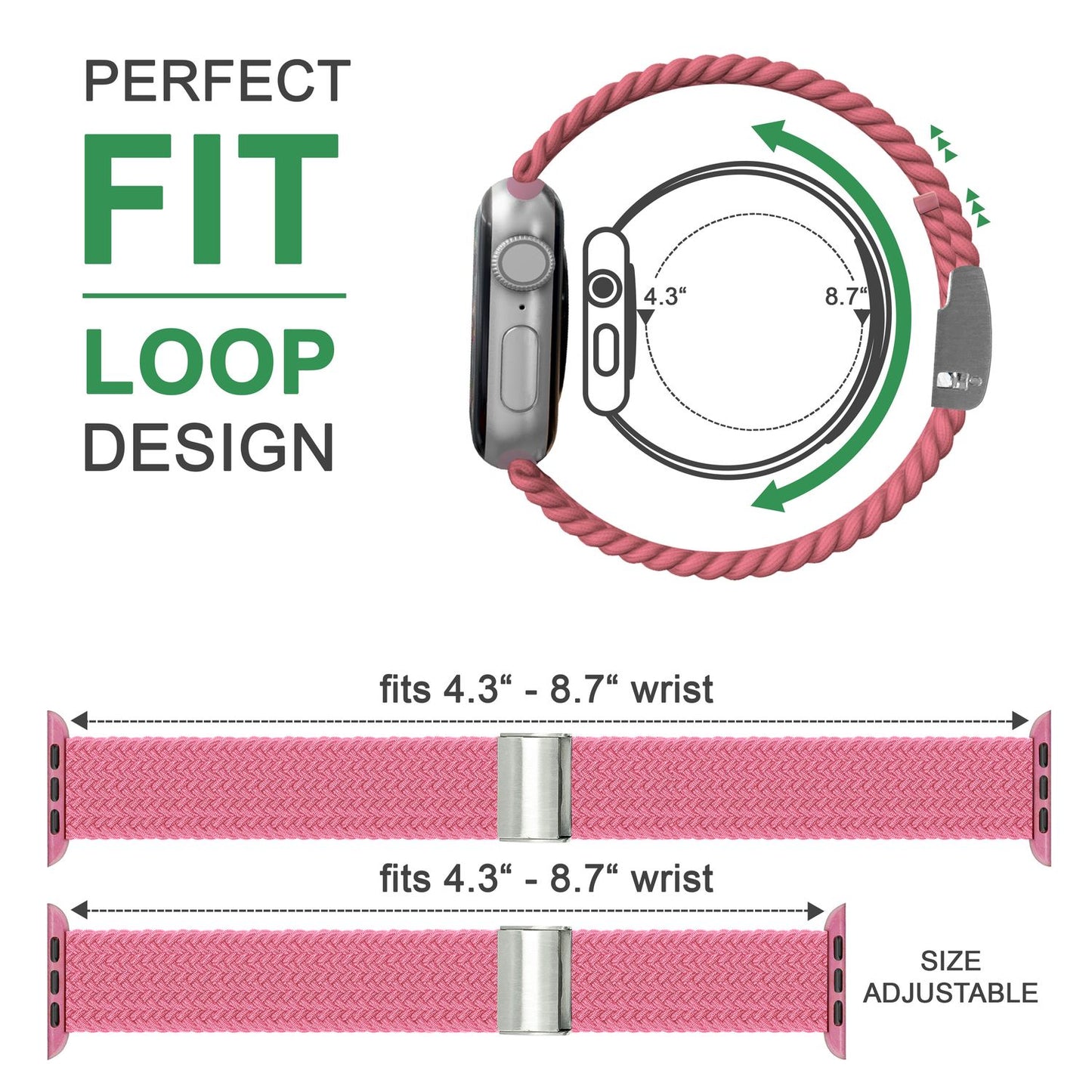 Curea de ceas NALIA Berlin din nailon împletit - Dimensiuni 42/44/45/49 mm, Lățime 22 mm, Material: nailon/elastan