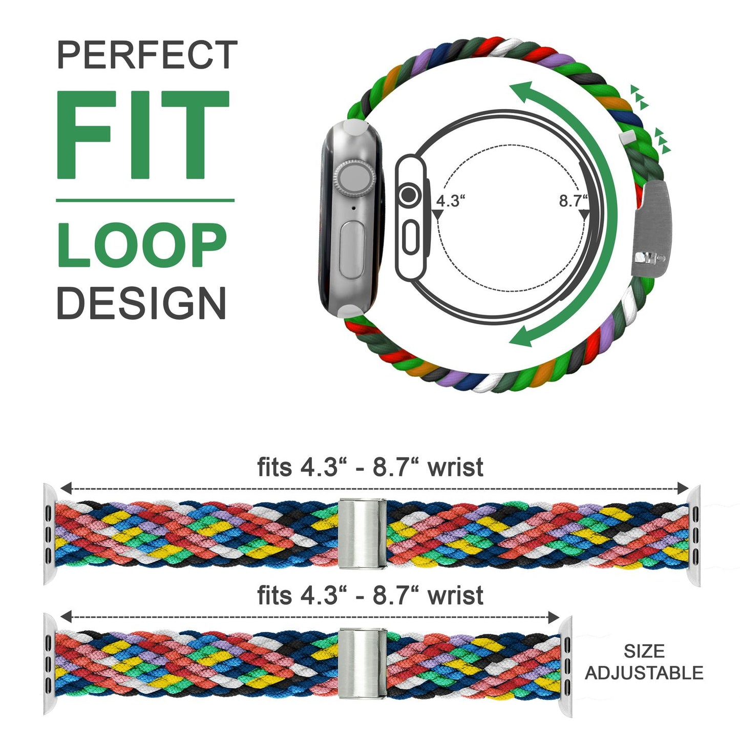 Curea de ceas NALIA Berlin din nailon împletit - Dimensiuni 42/44/45/49 mm, Lățime 22 mm, Material: nailon/elastan
