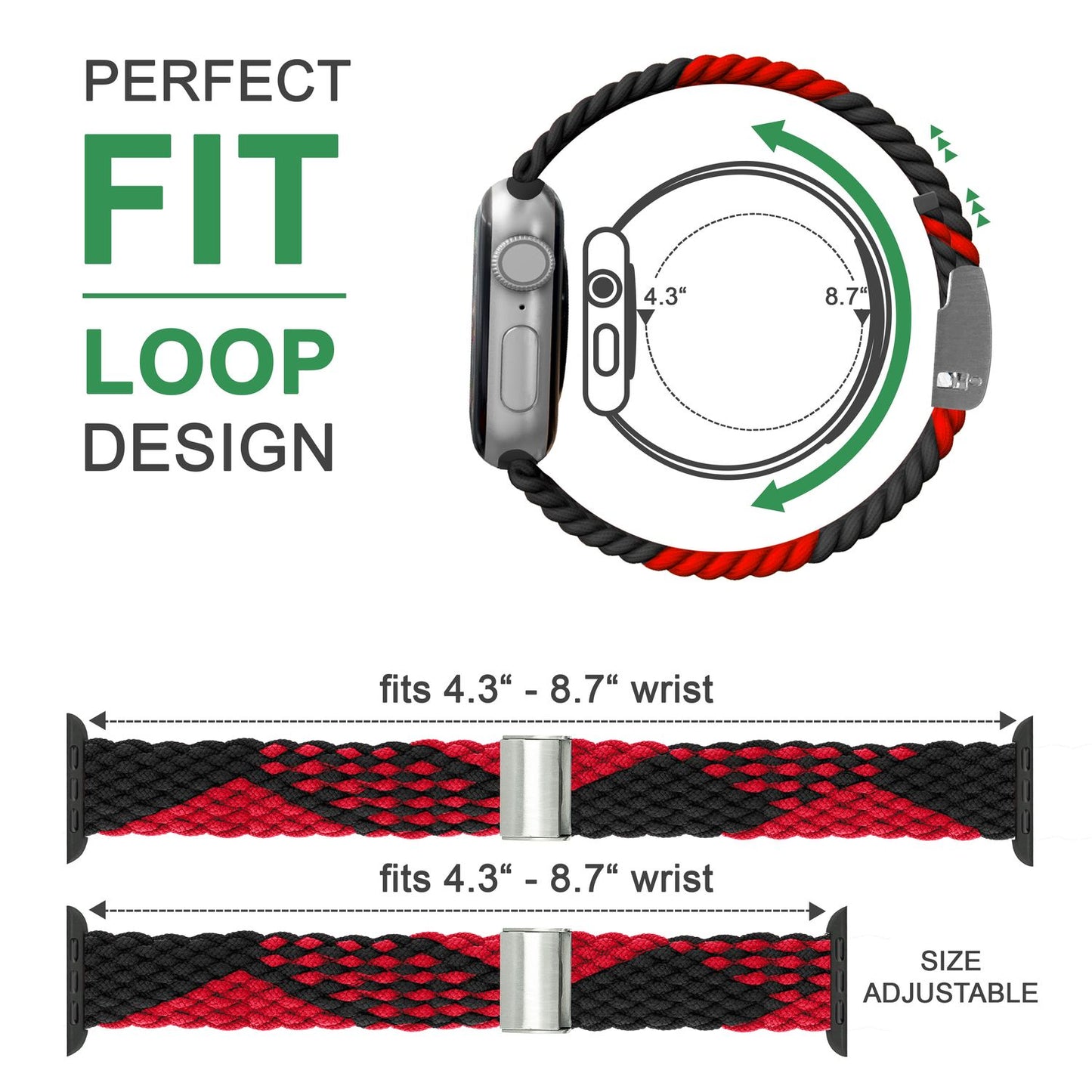 Curea de ceas NALIA Berlin din nailon împletit - Dimensiuni 42/44/45/49 mm, Lățime 22 mm, Material: nailon/elastan