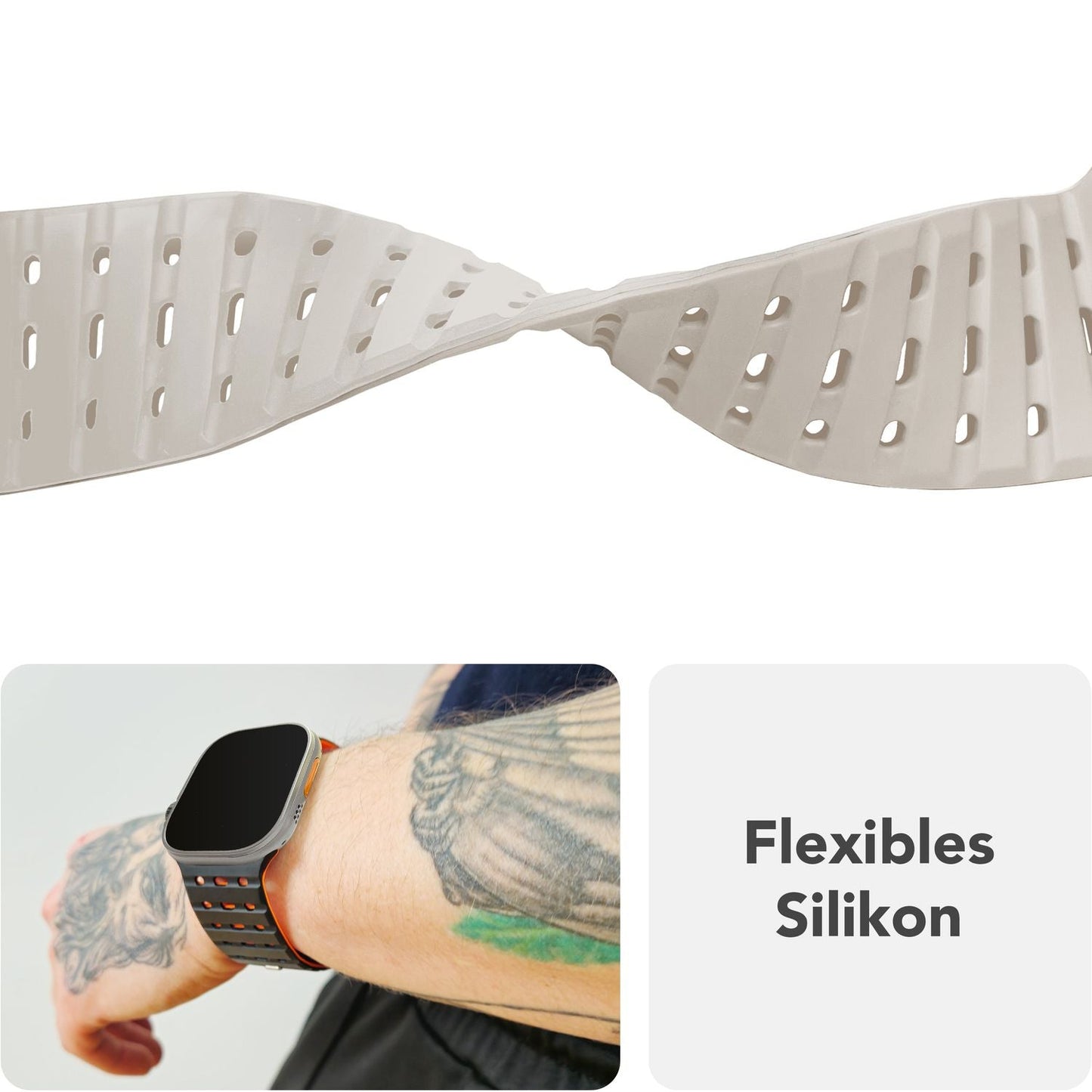 Brățară NALIA Volt cu buclă magnetică din silicon - Dimensiunea carcasei 42 44 45 49 mm, Material silicon, Închidere cu știft de acționare