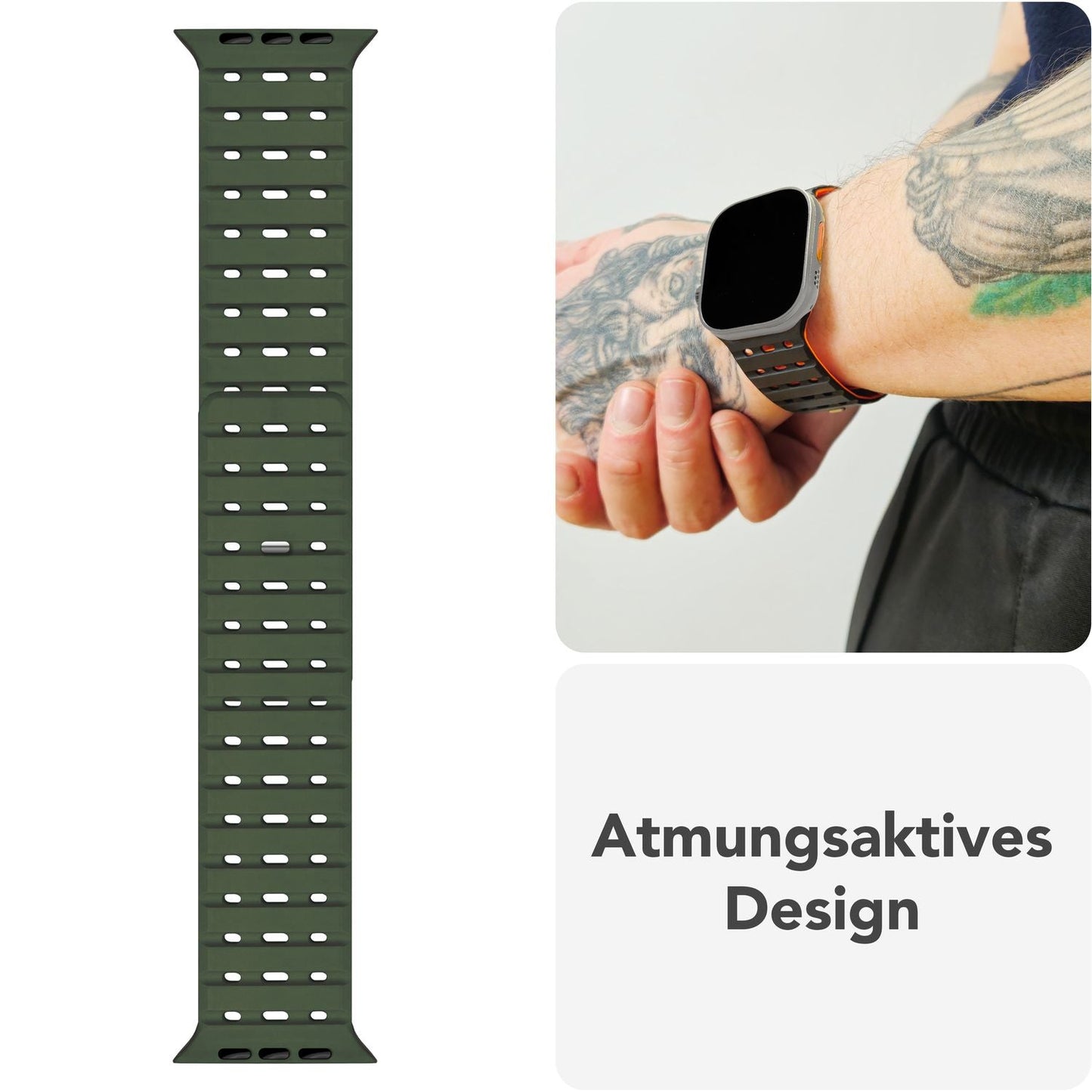 Brățară NALIA Volt cu buclă magnetică din silicon - Dimensiunea carcasei 42 44 45 49 mm, Material silicon, Închidere cu știft de acționare