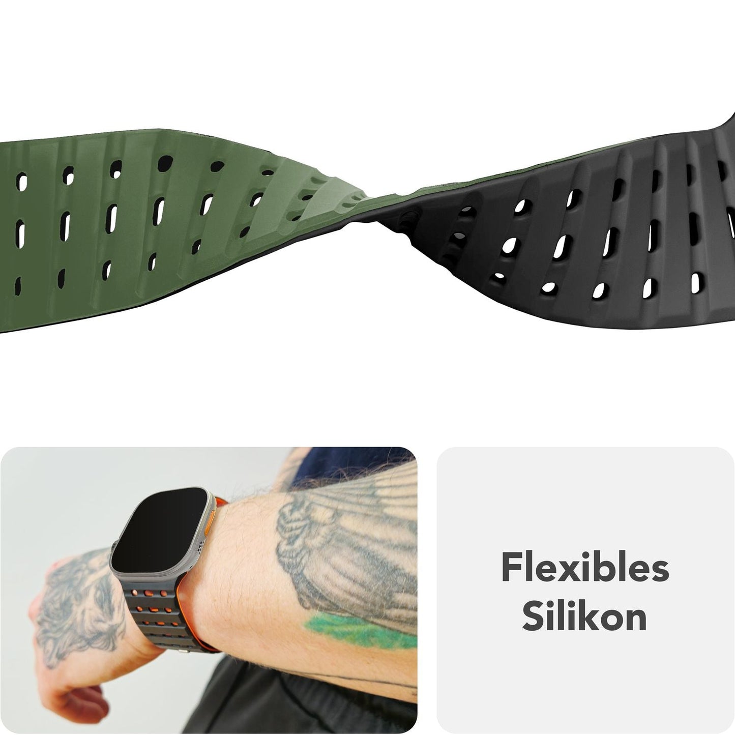 Brățară NALIA Volt cu buclă magnetică din silicon - Dimensiunea carcasei 42 44 45 49 mm, Material silicon, Închidere cu știft de acționare