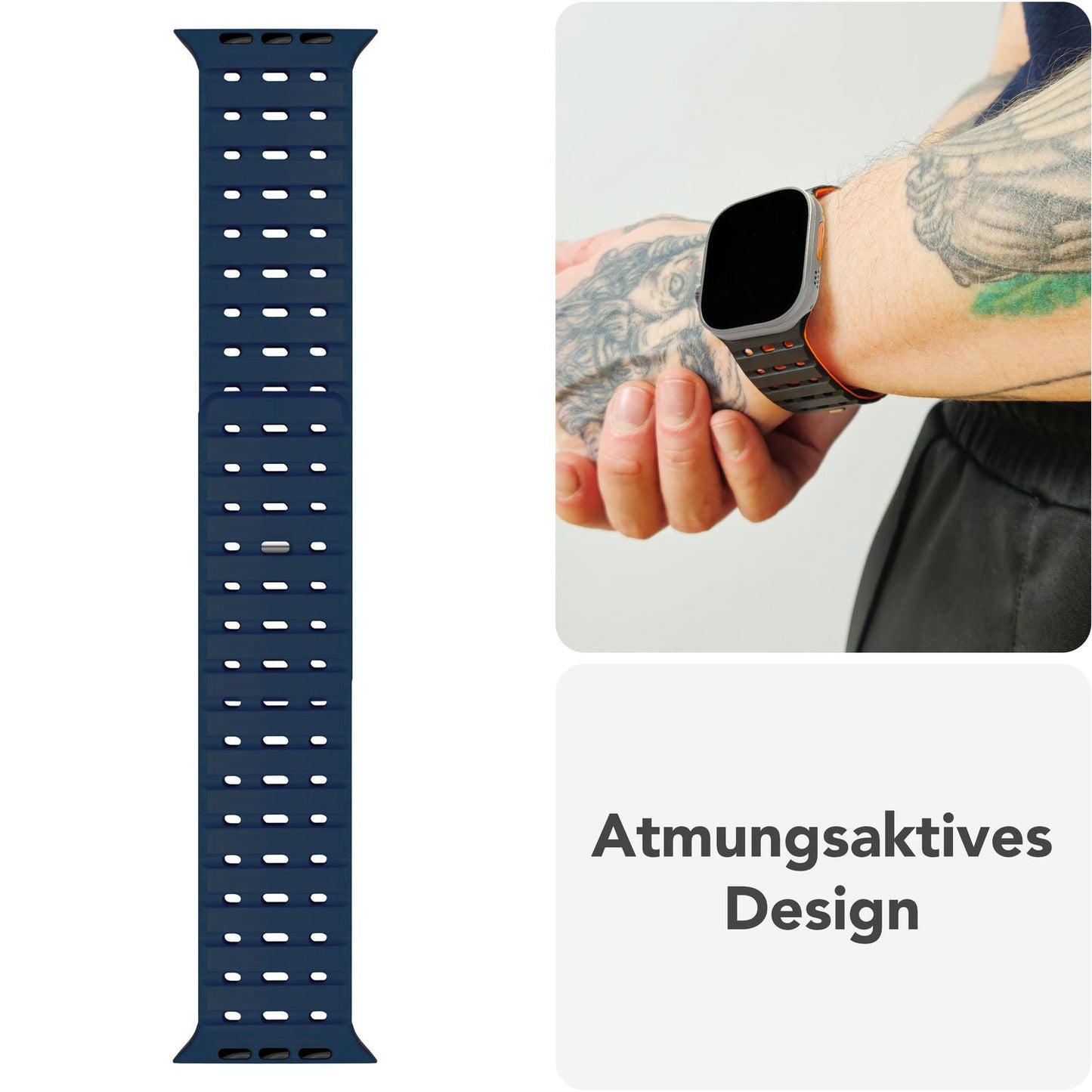 Brățară NALIA Volt cu buclă magnetică din silicon - Dimensiunea carcasei 42 44 45 49 mm, Material silicon, Închidere cu știft de acționare