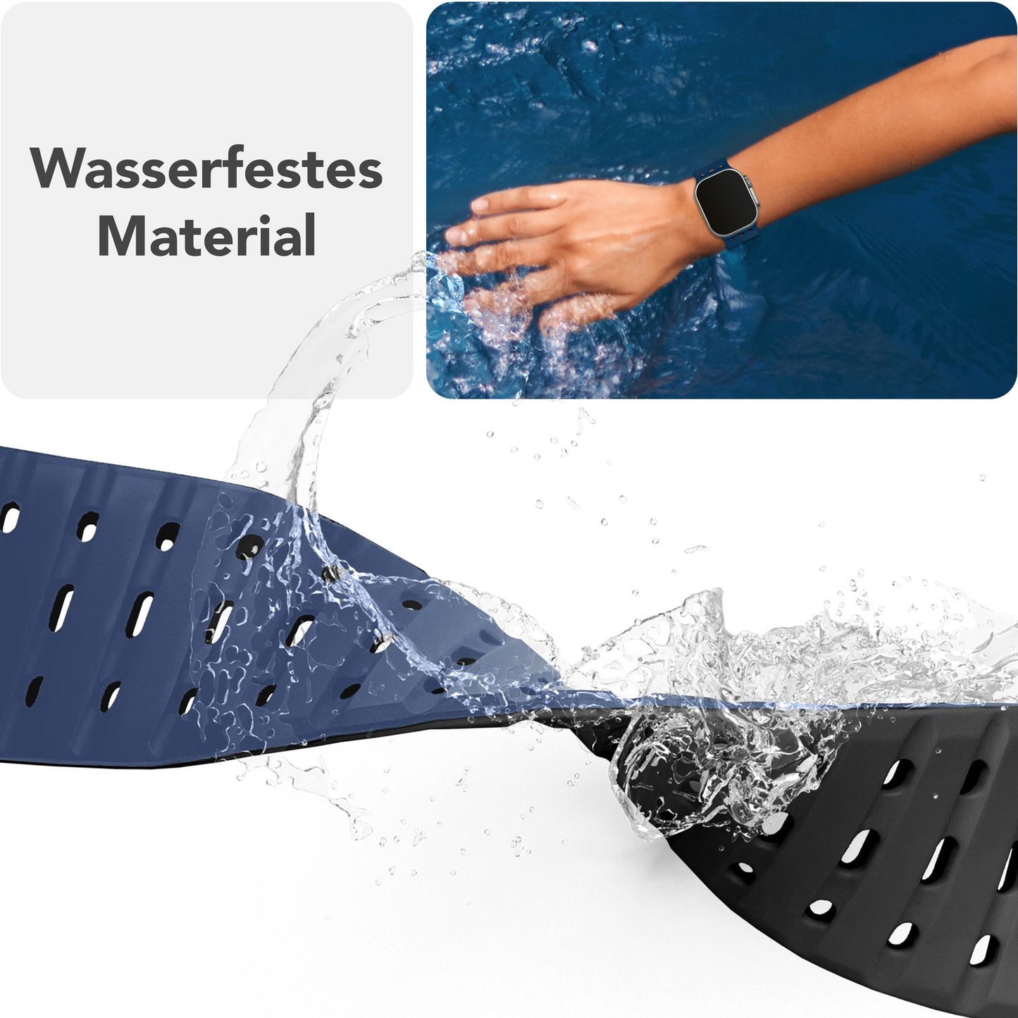 Brățară NALIA Volt cu buclă magnetică din silicon - Dimensiunea carcasei 42 44 45 49 mm, Material silicon, Închidere cu știft de acționare