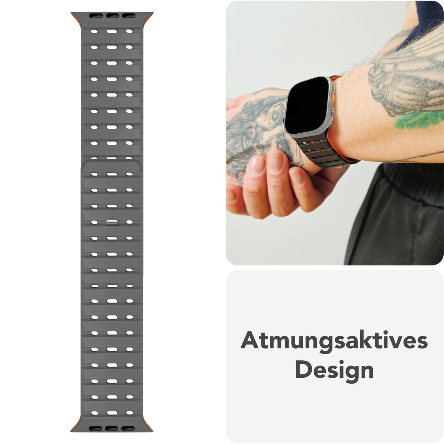 Brățară NALIA Volt cu buclă magnetică din silicon - Dimensiunea carcasei 42 44 45 49 mm, Material silicon, Închidere cu știft de acționare