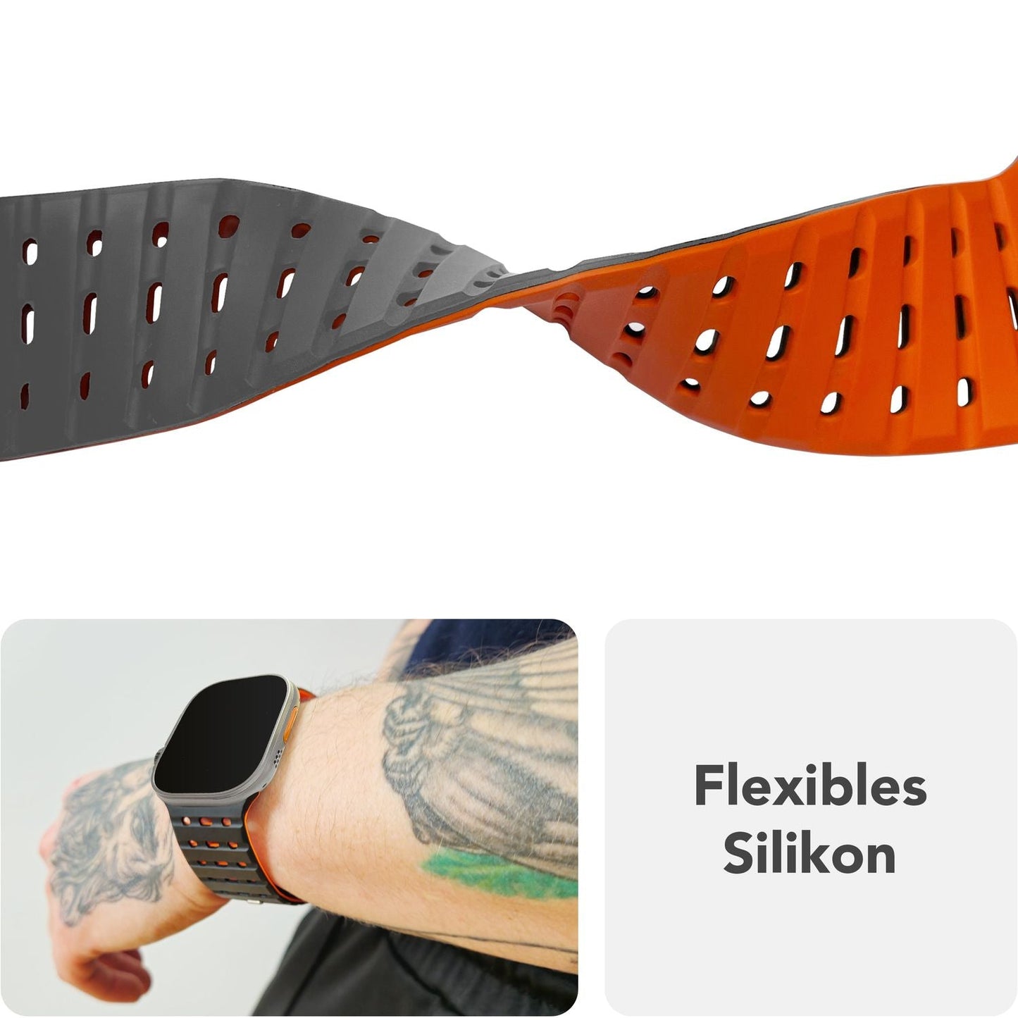 Brățară NALIA Volt cu buclă magnetică din silicon - Dimensiunea carcasei 42 44 45 49 mm, Material silicon, Închidere cu știft de acționare