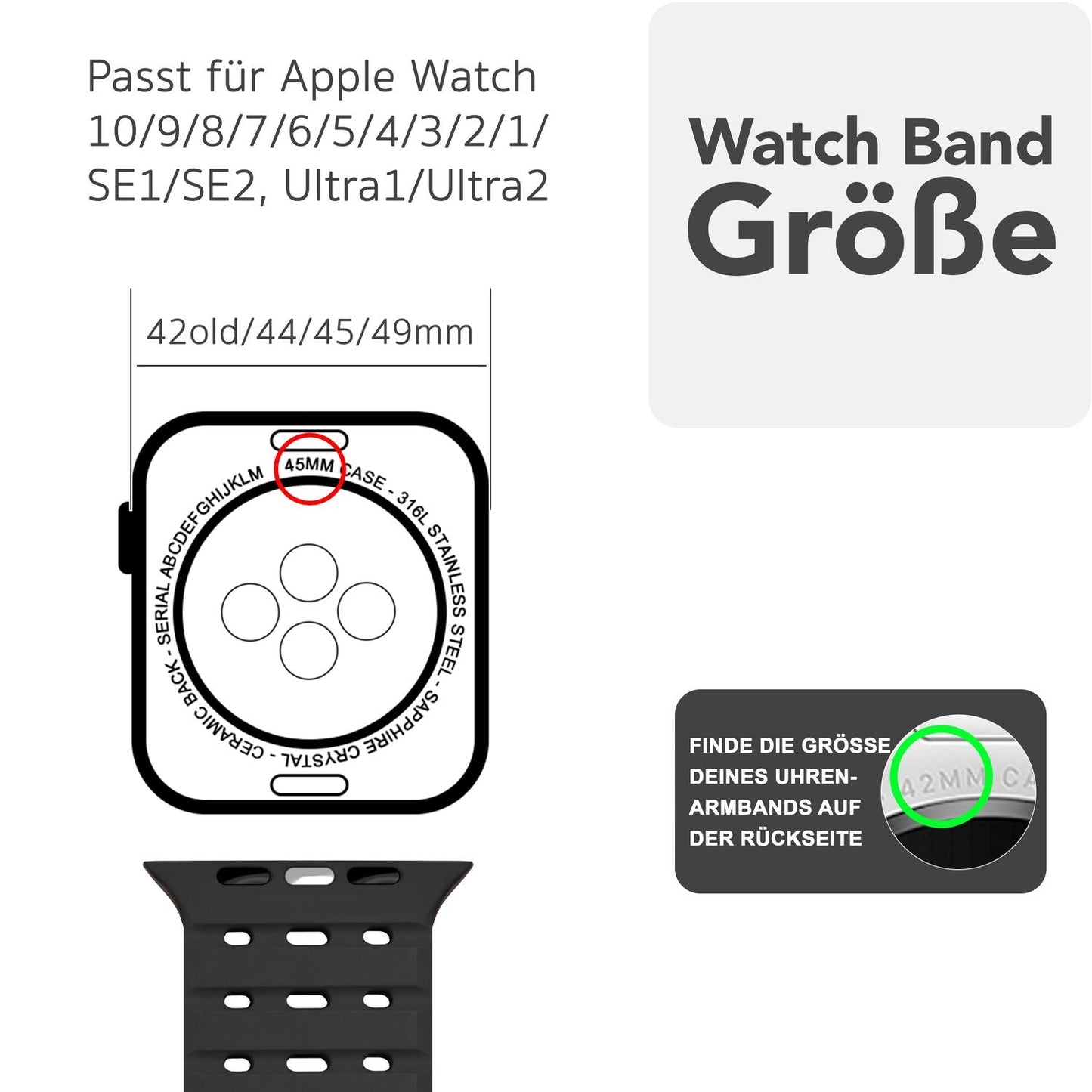 Brățară NALIA Volt cu buclă magnetică din silicon - Dimensiunea carcasei 42 44 45 49 mm, Material silicon, Închidere cu știft de acționare