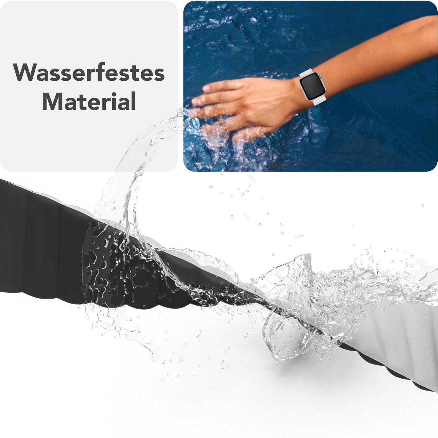 NALIA Core Armband Magnetischer Komfort - Größe 38/40/41/42mm, Atmungsaktives Silikon, Wasserfest