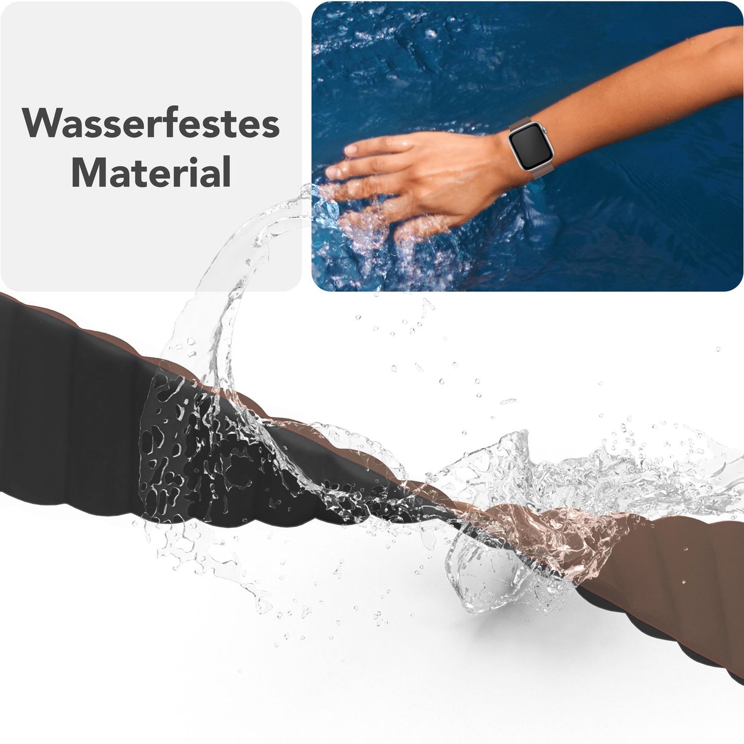 NALIA Core Armband Magnetischer Komfort - Größe 38/40/41/42mm, Atmungsaktives Silikon, Wasserfest