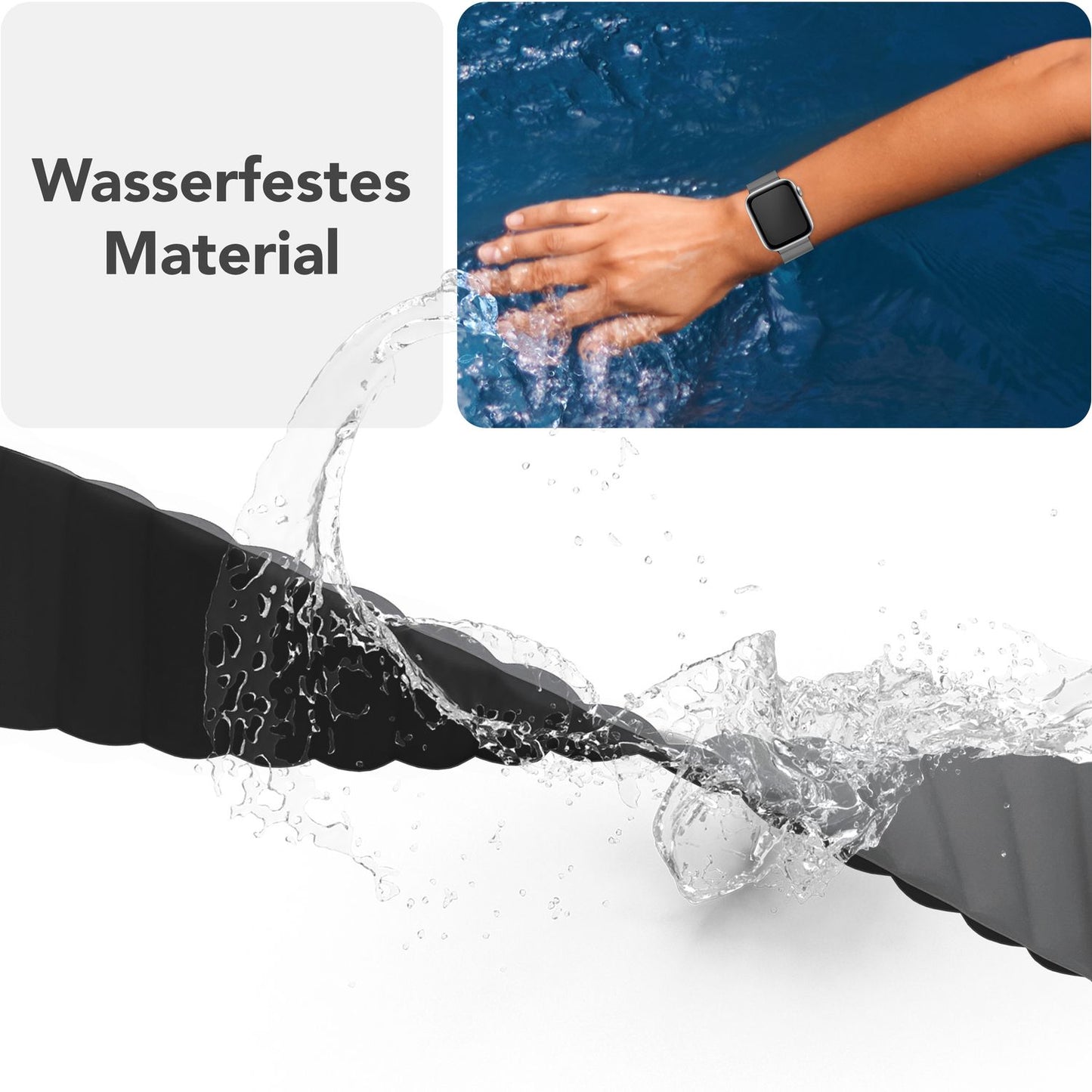 NALIA Core Armband Magnetischer Komfort - Größe 38/40/41/42mm, Atmungsaktives Silikon, Wasserfest