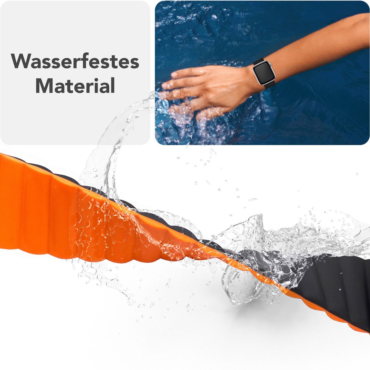 NALIA Core Armband Magnetischer Komfort - Größe 38/40/41/42mm, Atmungsaktives Silikon, Wasserfest