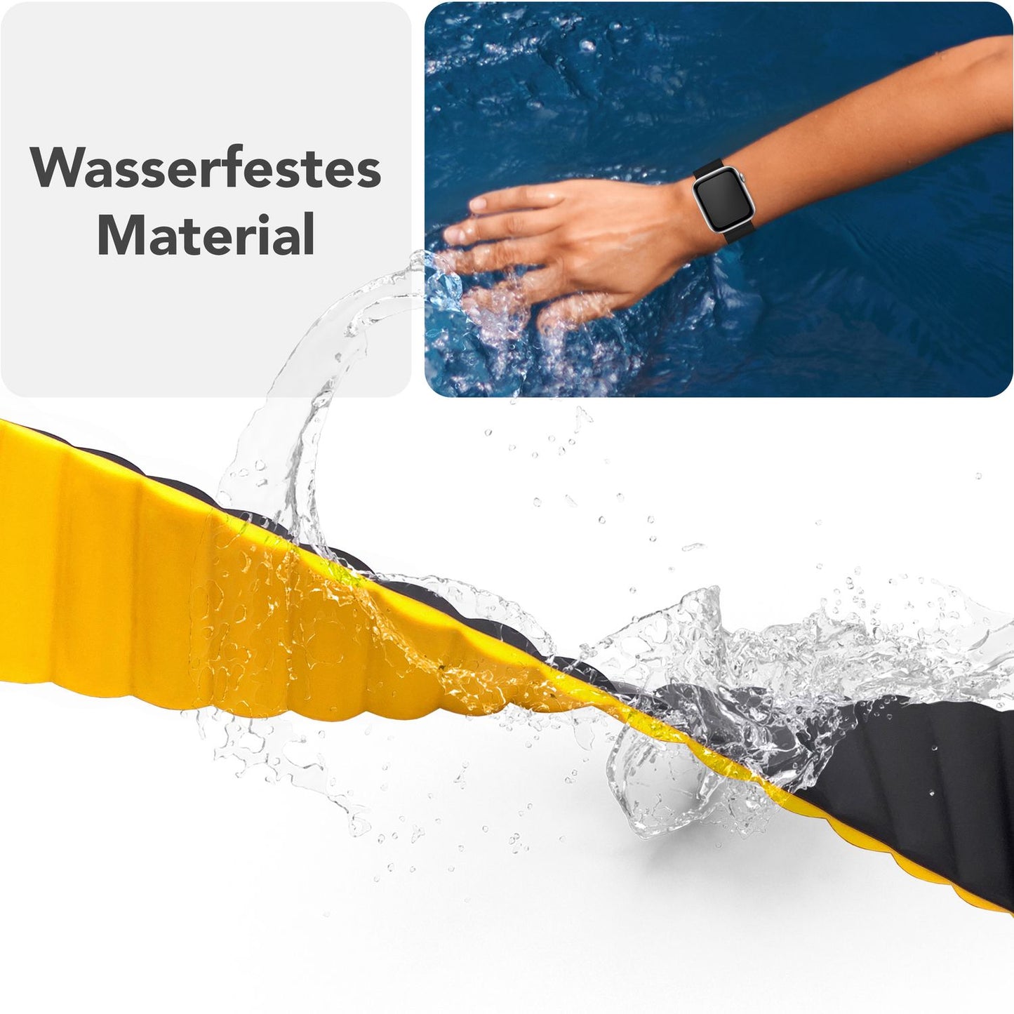 NALIA Core Armband Magnetischer Komfort - Größe 38/40/41/42mm, Atmungsaktives Silikon, Wasserfest