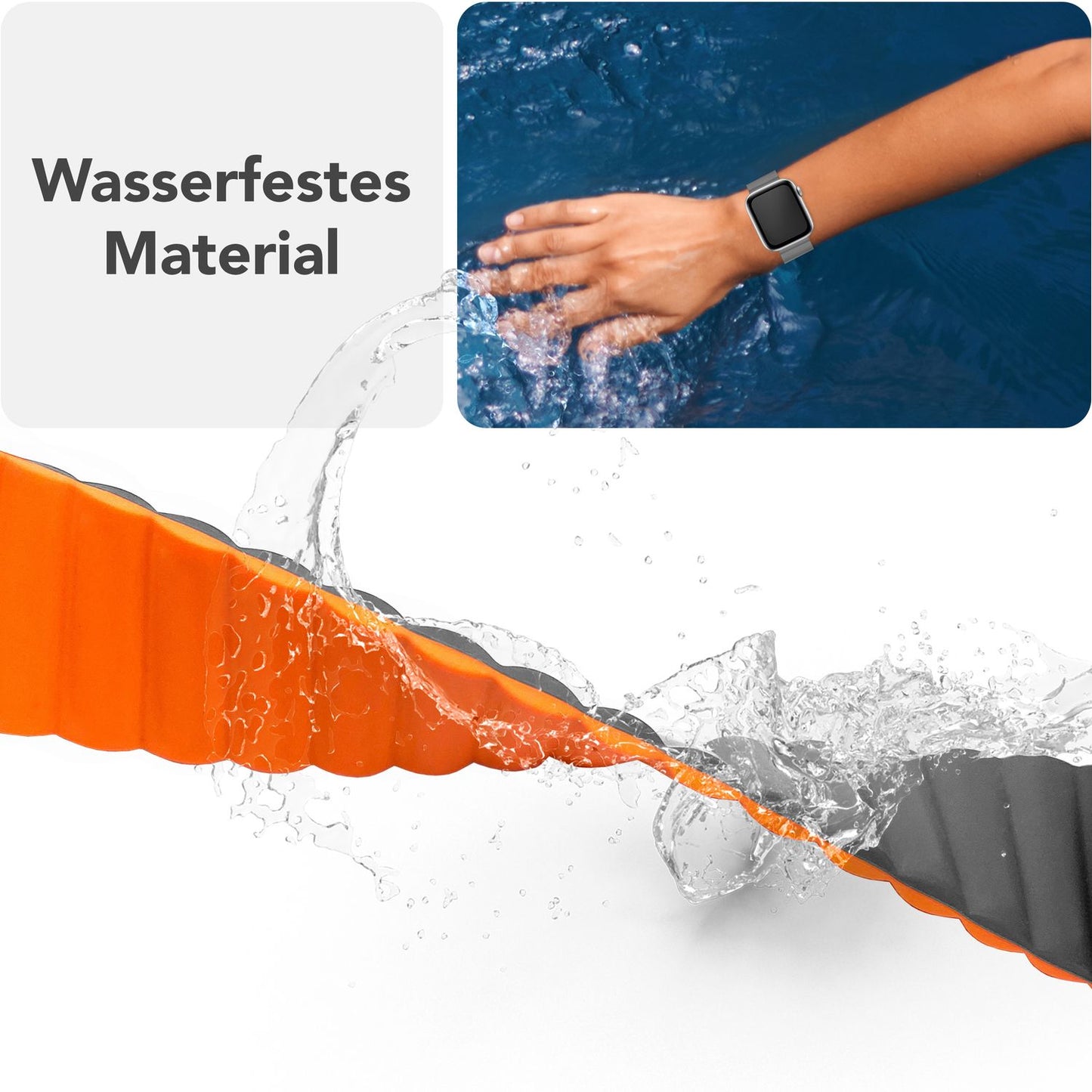 NALIA Core Armband Magnetischer Komfort - Größe 38/40/41/42mm, Atmungsaktives Silikon, Wasserfest