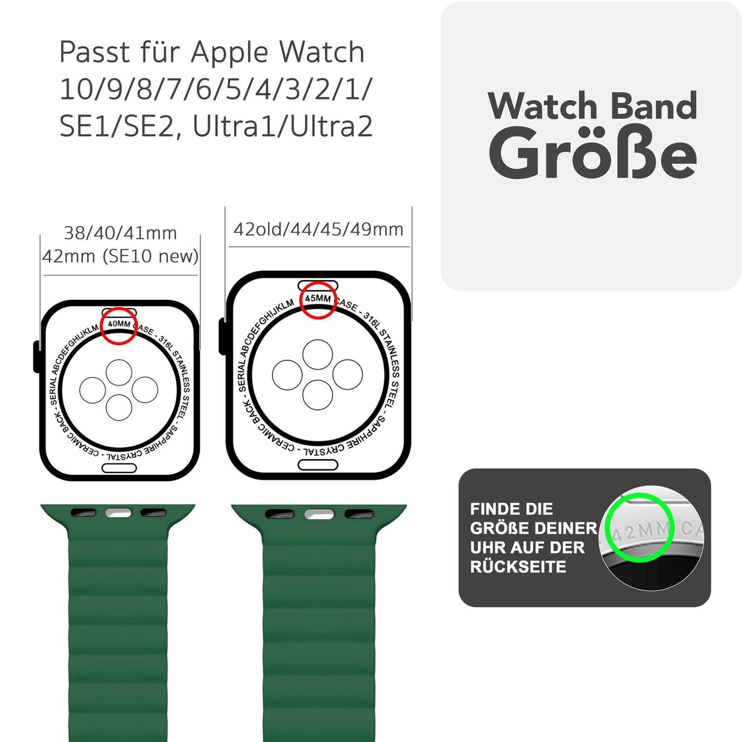 NALIA Core Armband für Apple Watch Ultra/SE/10/9/8/7/6/5/4/3/2/1, Gehäusegröße 42/44/45/46/49mm, Atmungsaktives Silikon Magnet Sportarmband mit Rillen Design
