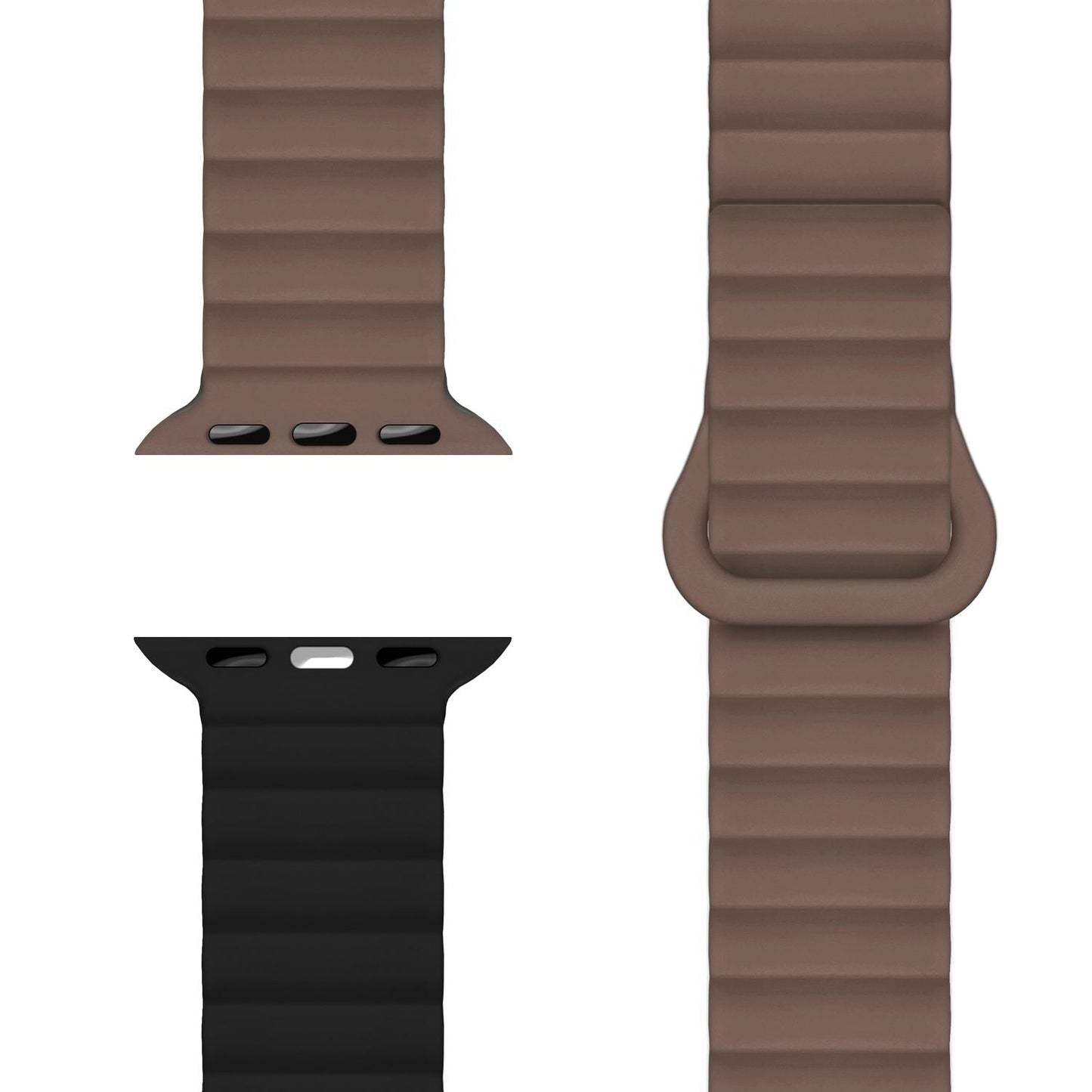 NALIA Core Armband für Apple Watch Ultra/SE/10/9/8/7/6/5/4/3/2/1, Gehäusegröße 42/44/45/46/49mm, Atmungsaktives Silikon Magnet Sportarmband mit Rillen Design