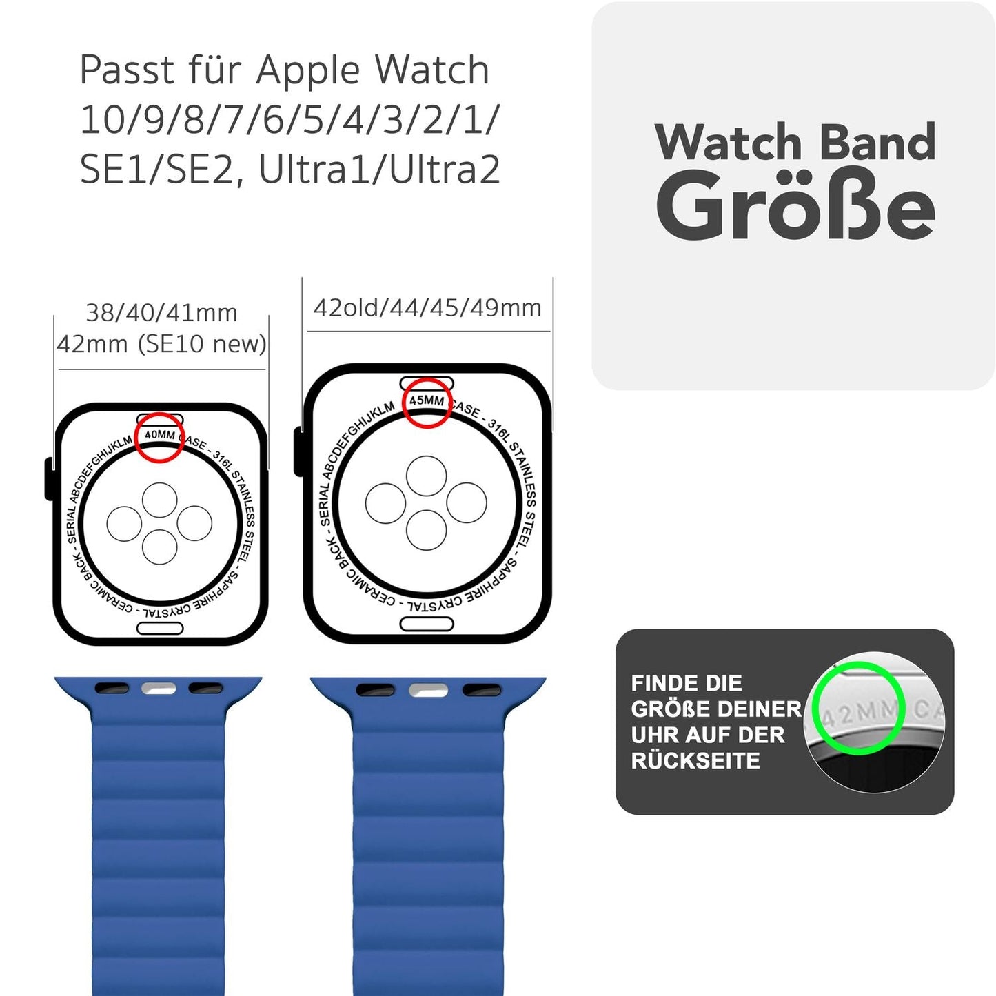 NALIA Core Armband für Apple Watch Ultra/SE/10/9/8/7/6/5/4/3/2/1, Gehäusegröße 42/44/45/46/49mm, Atmungsaktives Silikon Magnet Sportarmband mit Rillen Design