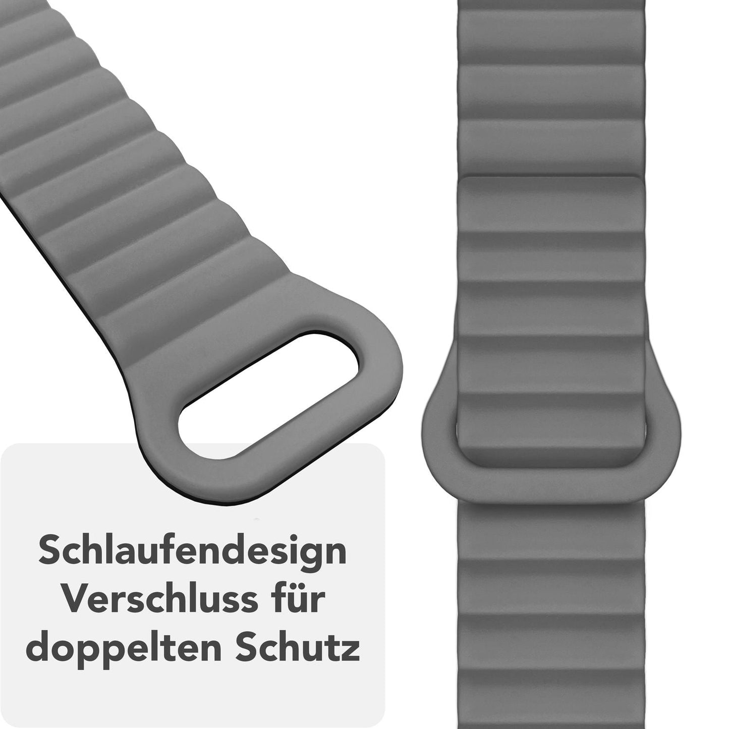 NALIA Core Armband für Apple Watch Ultra/SE/10/9/8/7/6/5/4/3/2/1, Gehäusegröße 42/44/45/46/49mm, Atmungsaktives Silikon Magnet Sportarmband mit Rillen Design
