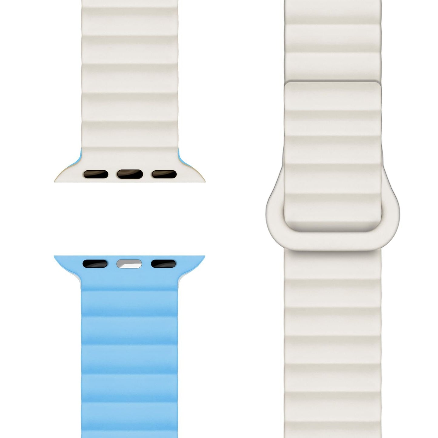 NALIA Core Armband für Apple Watch Ultra/SE/10/9/8/7/6/5/4/3/2/1, Gehäusegröße 42/44/45/46/49mm, Atmungsaktives Silikon Magnet Sportarmband mit Rillen Design