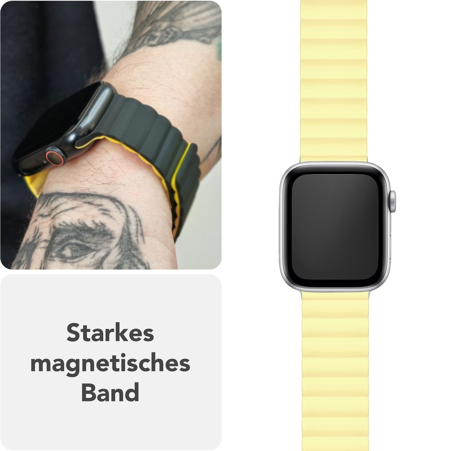 NALIA Core Armband für Apple Watch Ultra/SE/10/9/8/7/6/5/4/3/2/1, Gehäusegröße 42/44/45/46/49mm, Atmungsaktives Silikon Magnet Sportarmband mit Rillen Design