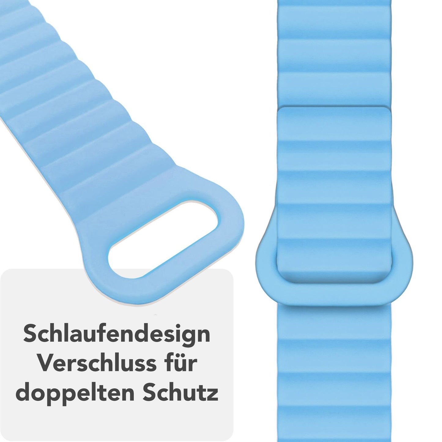 NALIA Core Armband für Apple Watch Ultra/SE/10/9/8/7/6/5/4/3/2/1, Gehäusegröße 42/44/45/46/49mm, Atmungsaktives Silikon Magnet Sportarmband mit Rillen Design