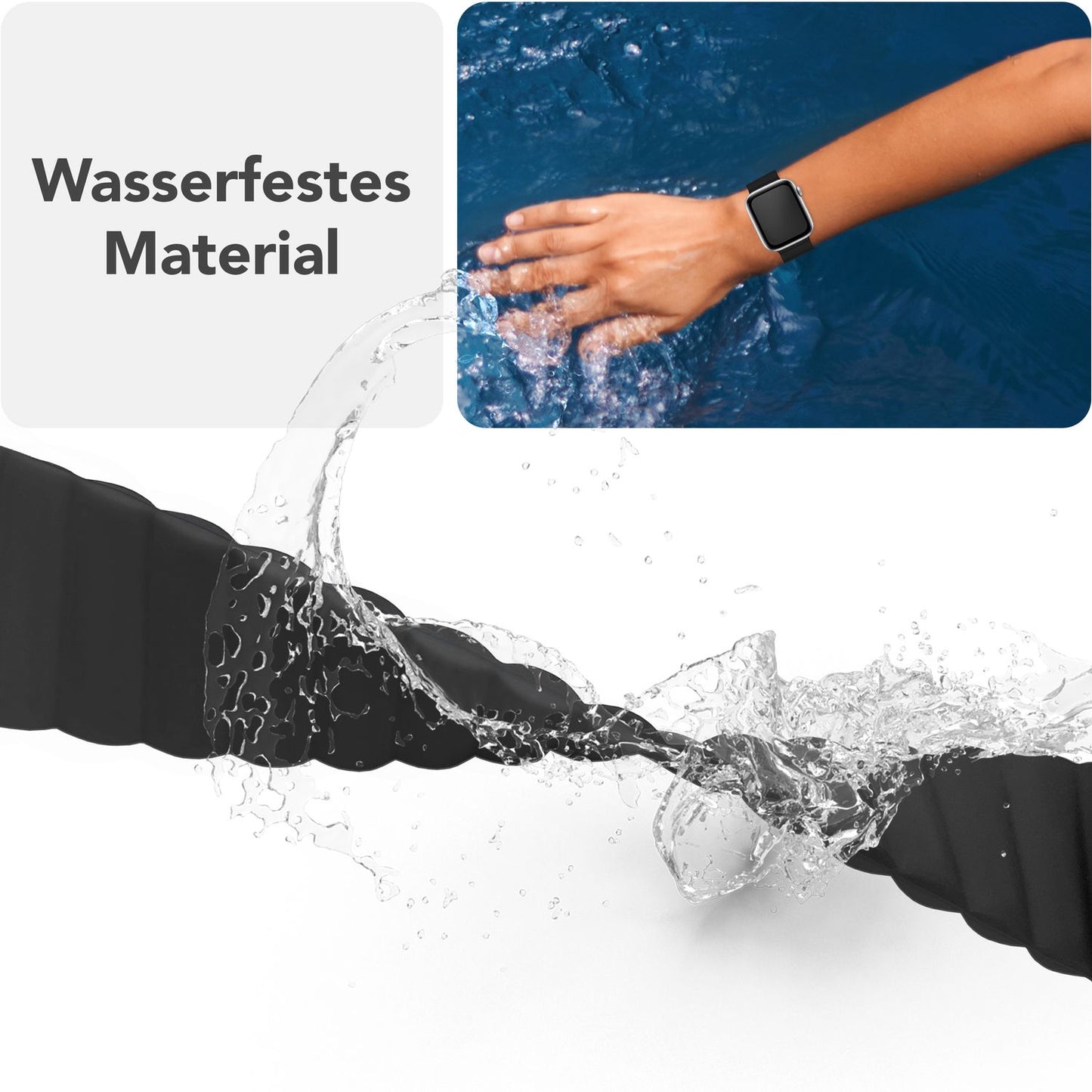 NALIA Core Armband für Apple Watch Ultra/SE/10/9/8/7/6/5/4/3/2/1, Gehäusegröße 42/44/45/46/49mm, Atmungsaktives Silikon Magnet Sportarmband mit Rillen Design