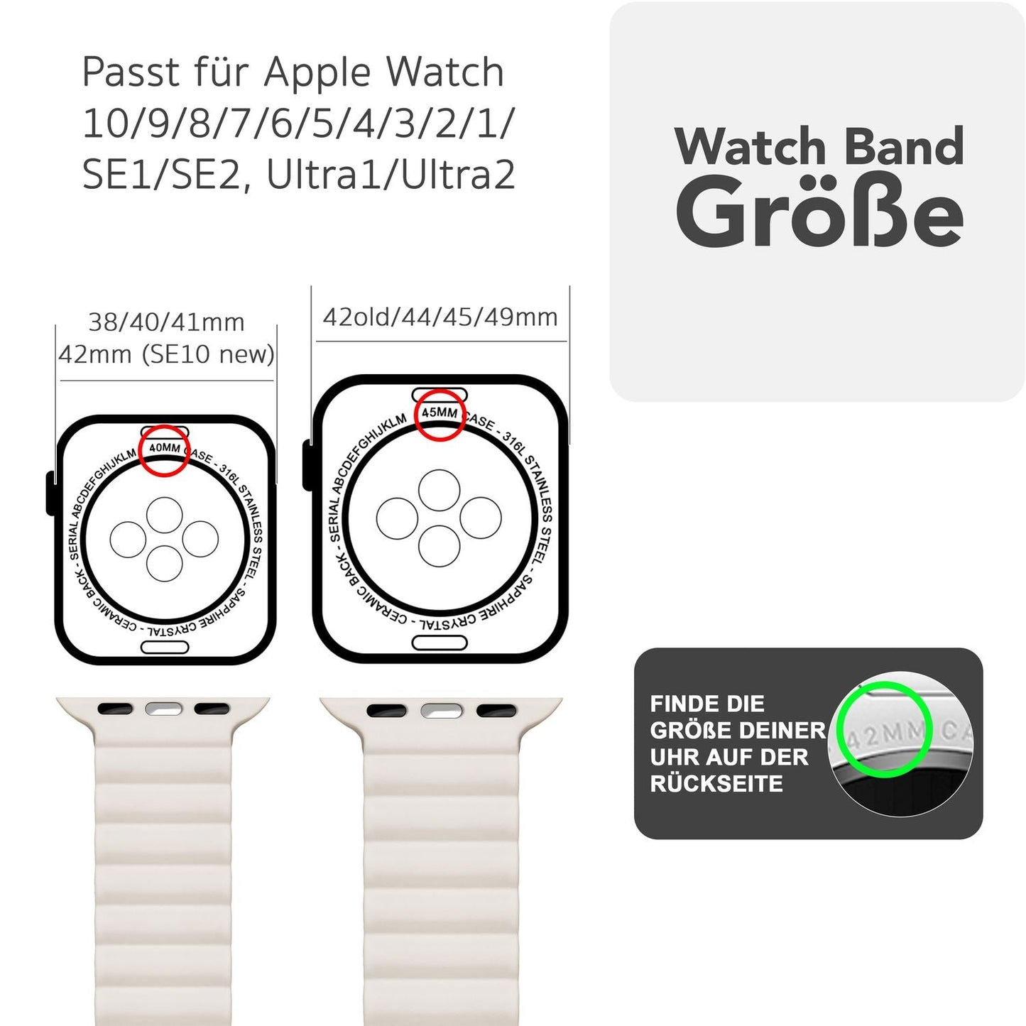 NALIA Core Armband für Apple Watch Ultra/SE/10/9/8/7/6/5/4/3/2/1, Gehäusegröße 42/44/45/46/49mm, Atmungsaktives Silikon Magnet Sportarmband mit Rillen Design