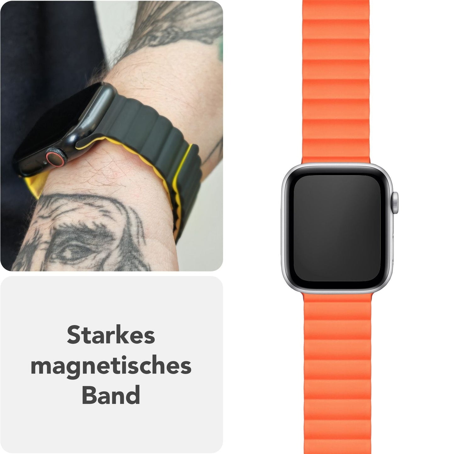 NALIA Core Armband für Apple Watch Ultra/SE/10/9/8/7/6/5/4/3/2/1, Gehäusegröße 42/44/45/46/49mm, Atmungsaktives Silikon Magnet Sportarmband mit Rillen Design