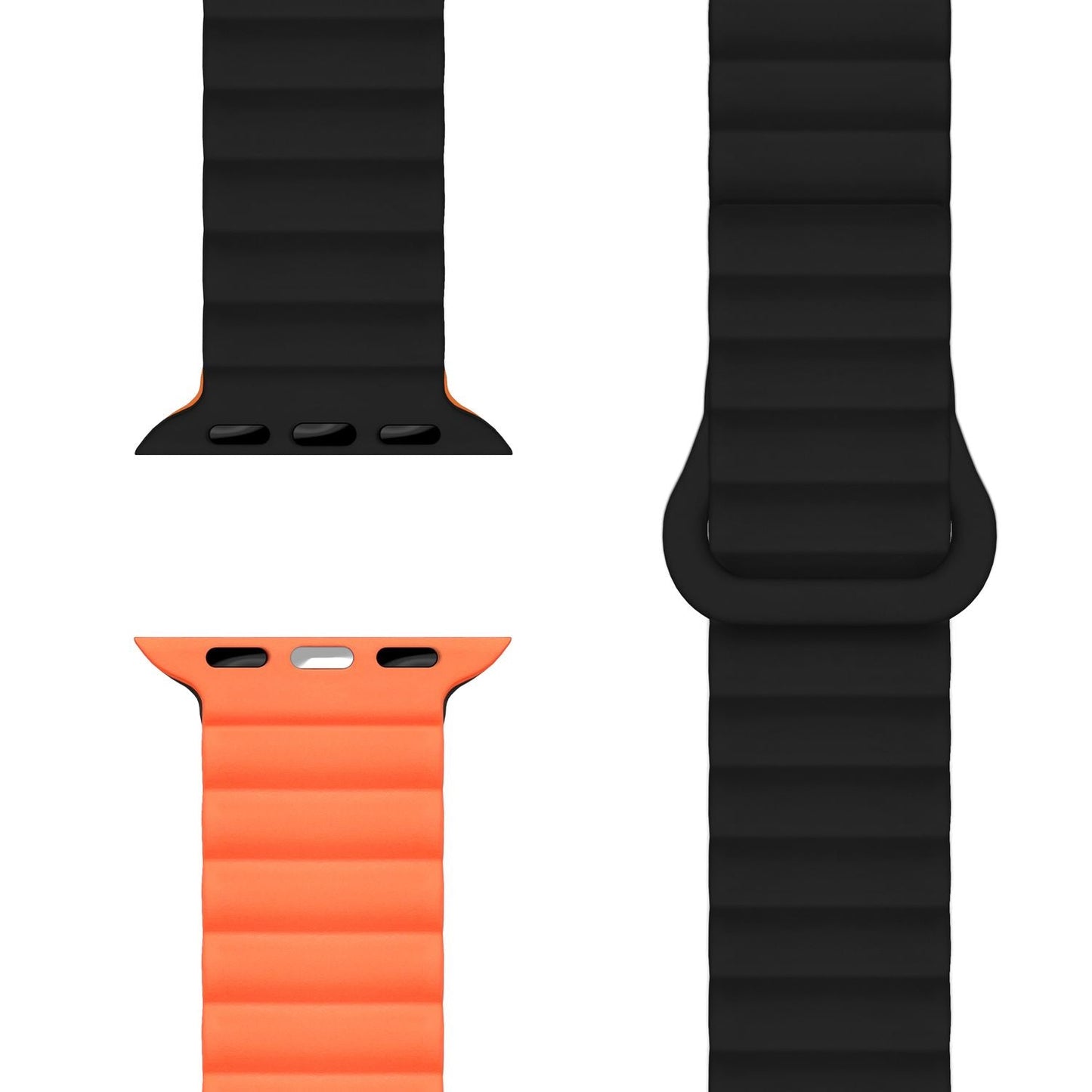 NALIA Core Armband für Apple Watch Ultra/SE/10/9/8/7/6/5/4/3/2/1, Gehäusegröße 42/44/45/46/49mm, Atmungsaktives Silikon Magnet Sportarmband mit Rillen Design