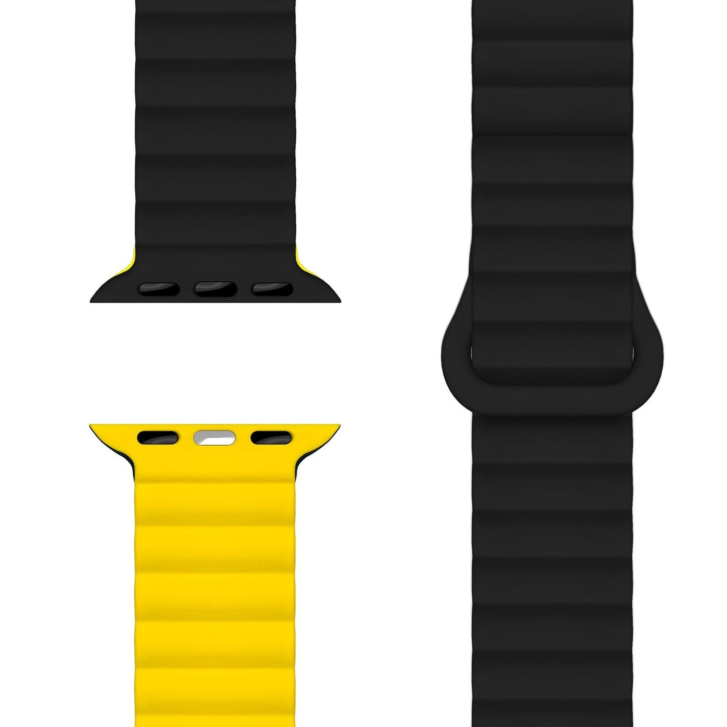 NALIA Core Armband für Apple Watch Ultra/SE/10/9/8/7/6/5/4/3/2/1, Gehäusegröße 42/44/45/46/49mm, Atmungsaktives Silikon Magnet Sportarmband mit Rillen Design