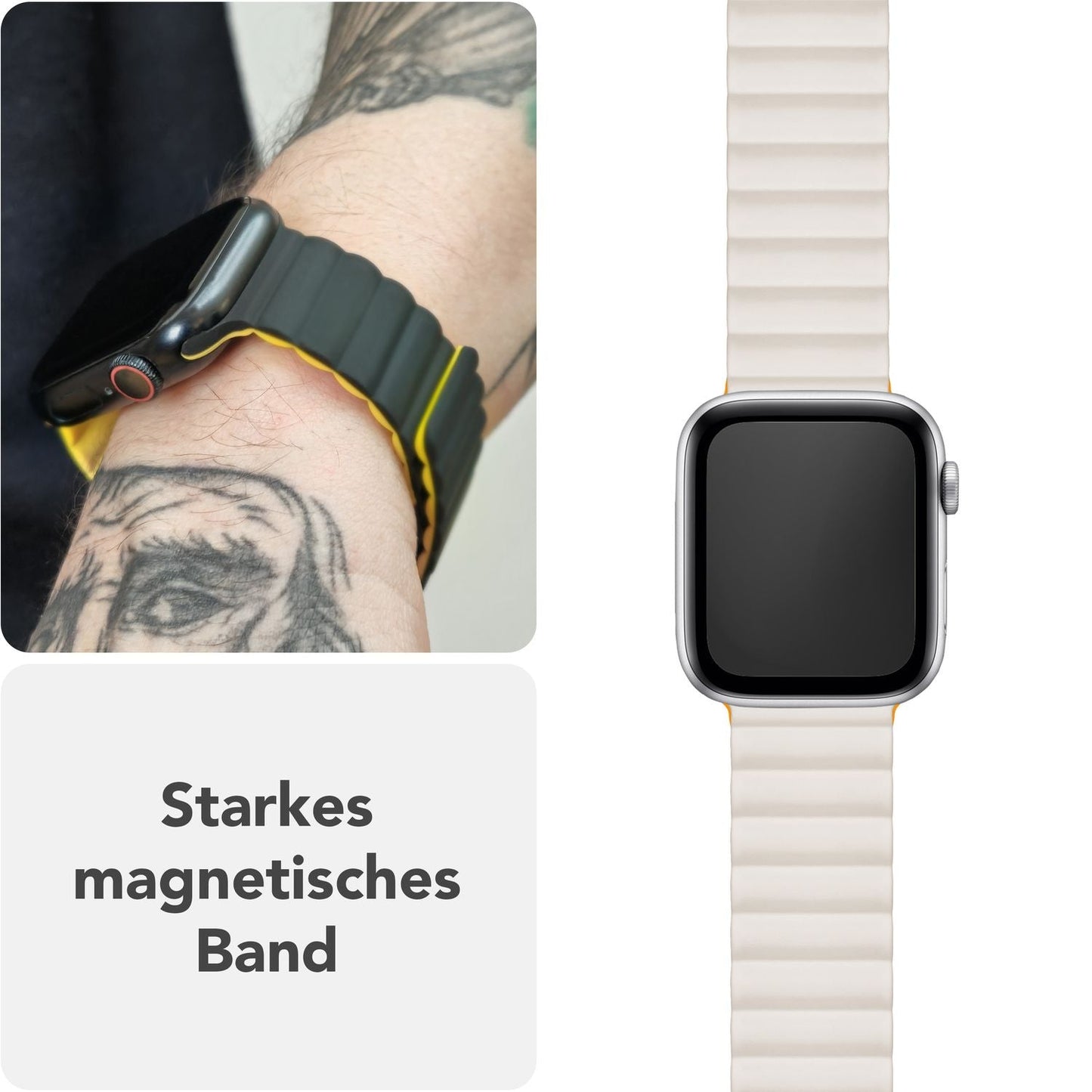 NALIA Core Armband für Apple Watch Ultra/SE/10/9/8/7/6/5/4/3/2/1, Gehäusegröße 42/44/45/46/49mm, Atmungsaktives Silikon Magnet Sportarmband mit Rillen Design