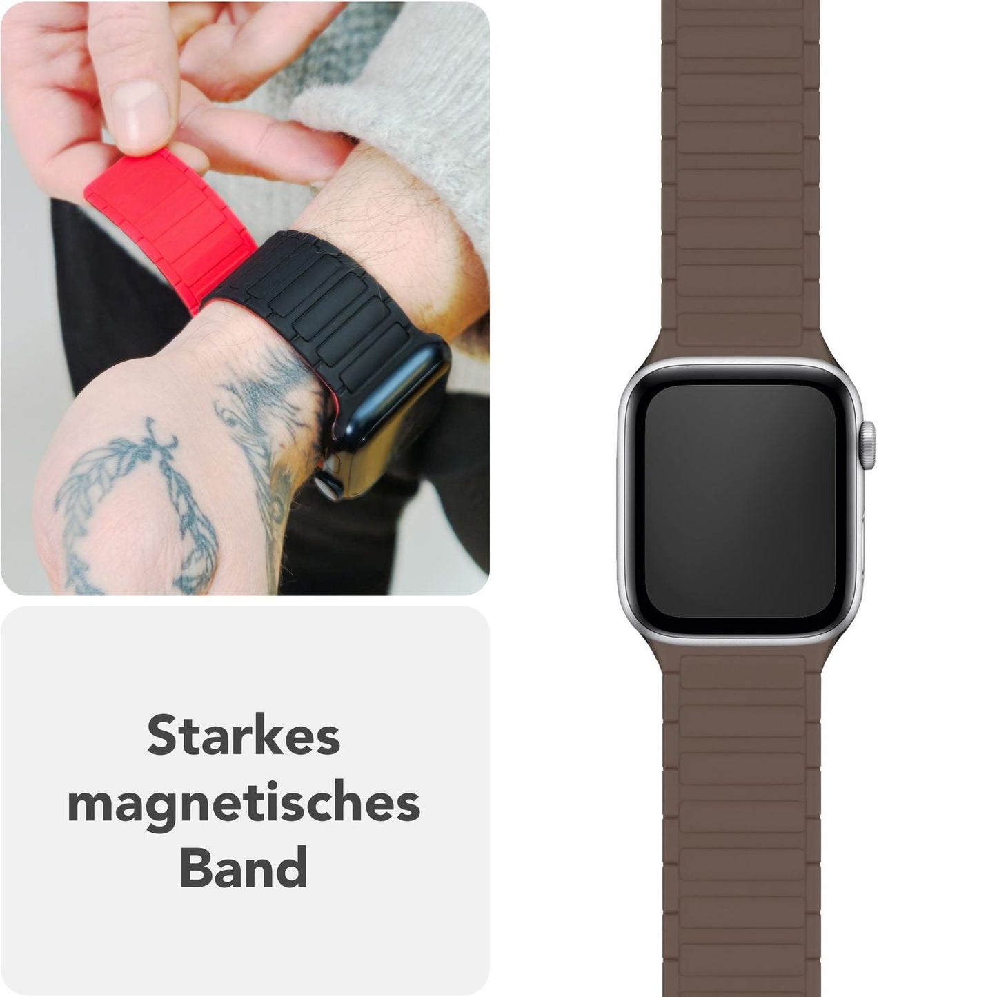 NALIA Nexus Armband - Magnetisches Silikonarmband Mit Wellenstruktur - Gehäuse 38/40/41/42mm - Kompatibel Apple Watch SE